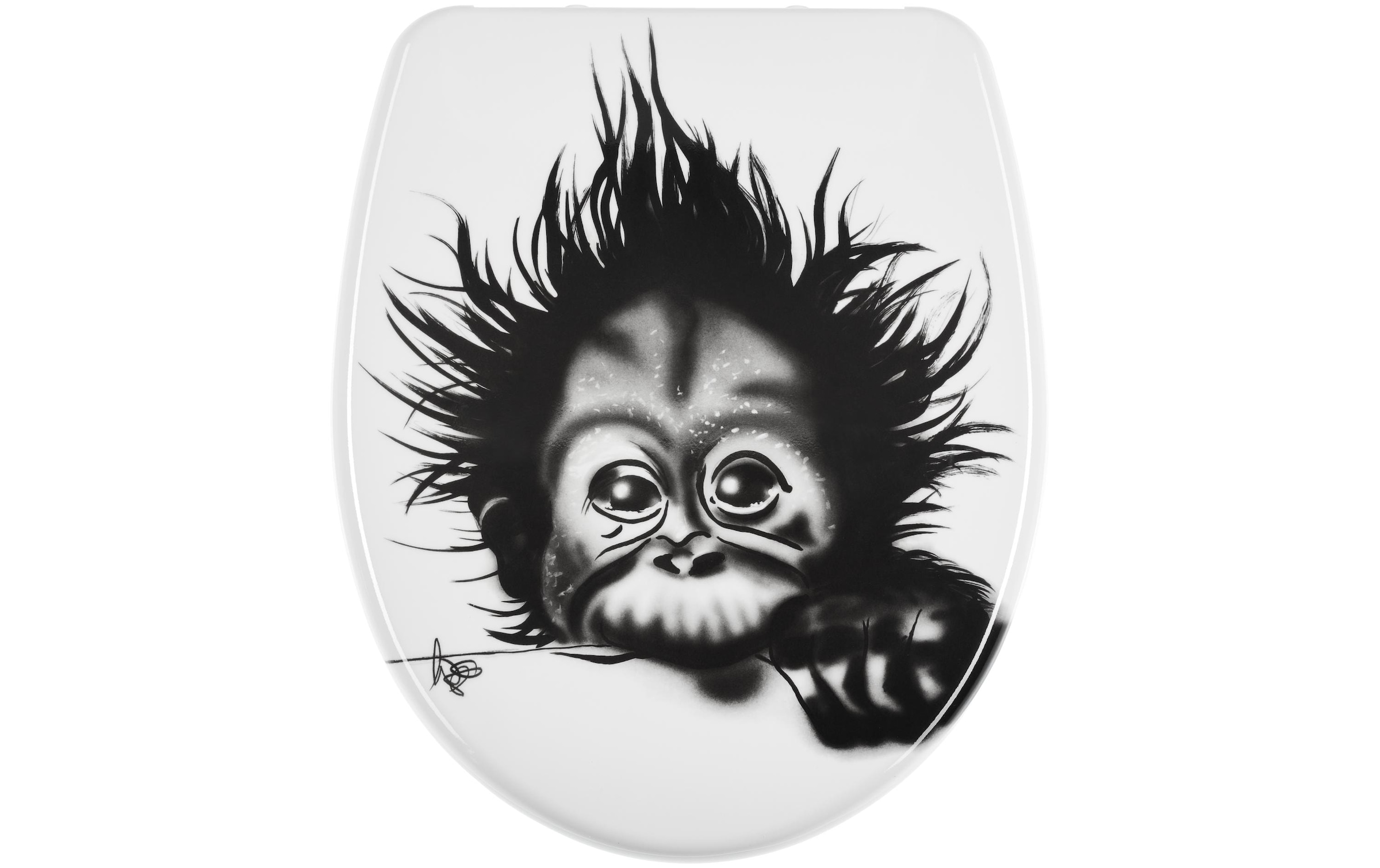 diaqua® WC-Sitz »Monkey mit Absenkautomatik, Weiss/Schwarz«