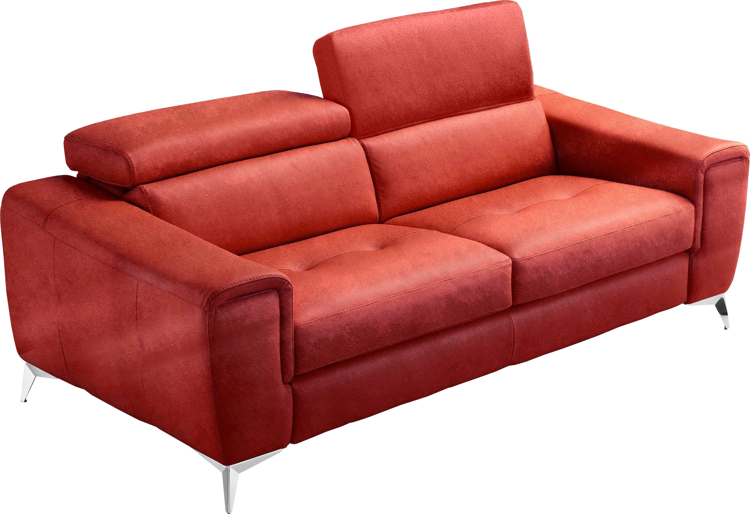 Image of Egoitaliano Schlafsofa "Francine Designsofa, Loungesofa mit Dauerschlaffunktion, Breite 233 cm" mit Bettfunktion, Luxus-Microfaser Lederoptik, marsala, Fussfarbe chrom