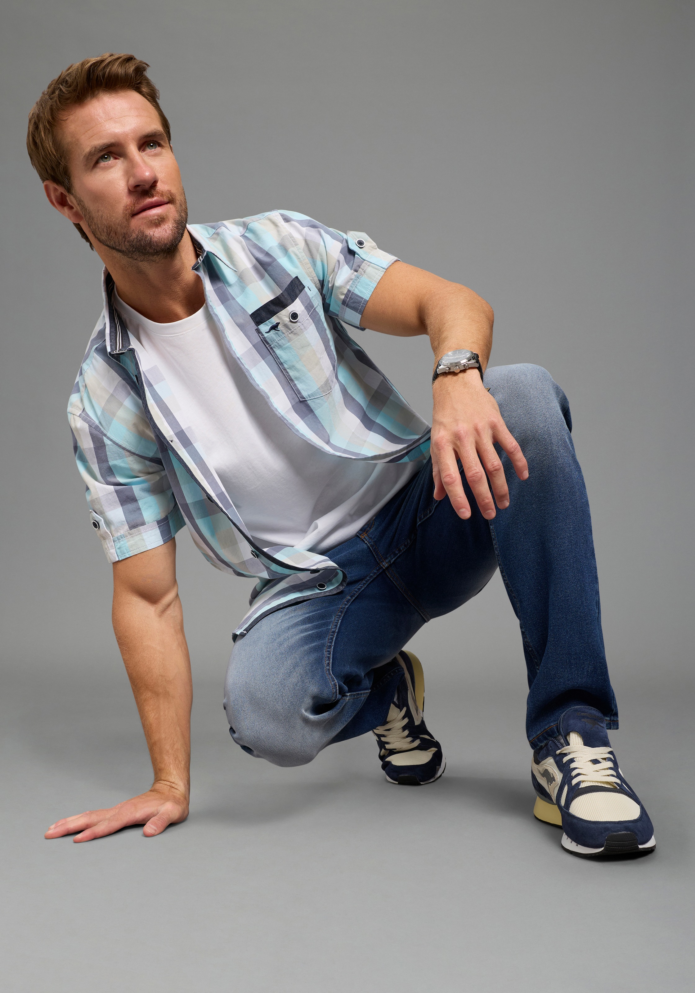 KangaROOS Kurzarmhemd Kurzarm, für Casual- und Streetwear, aus Baumwolle, Comfort Fit