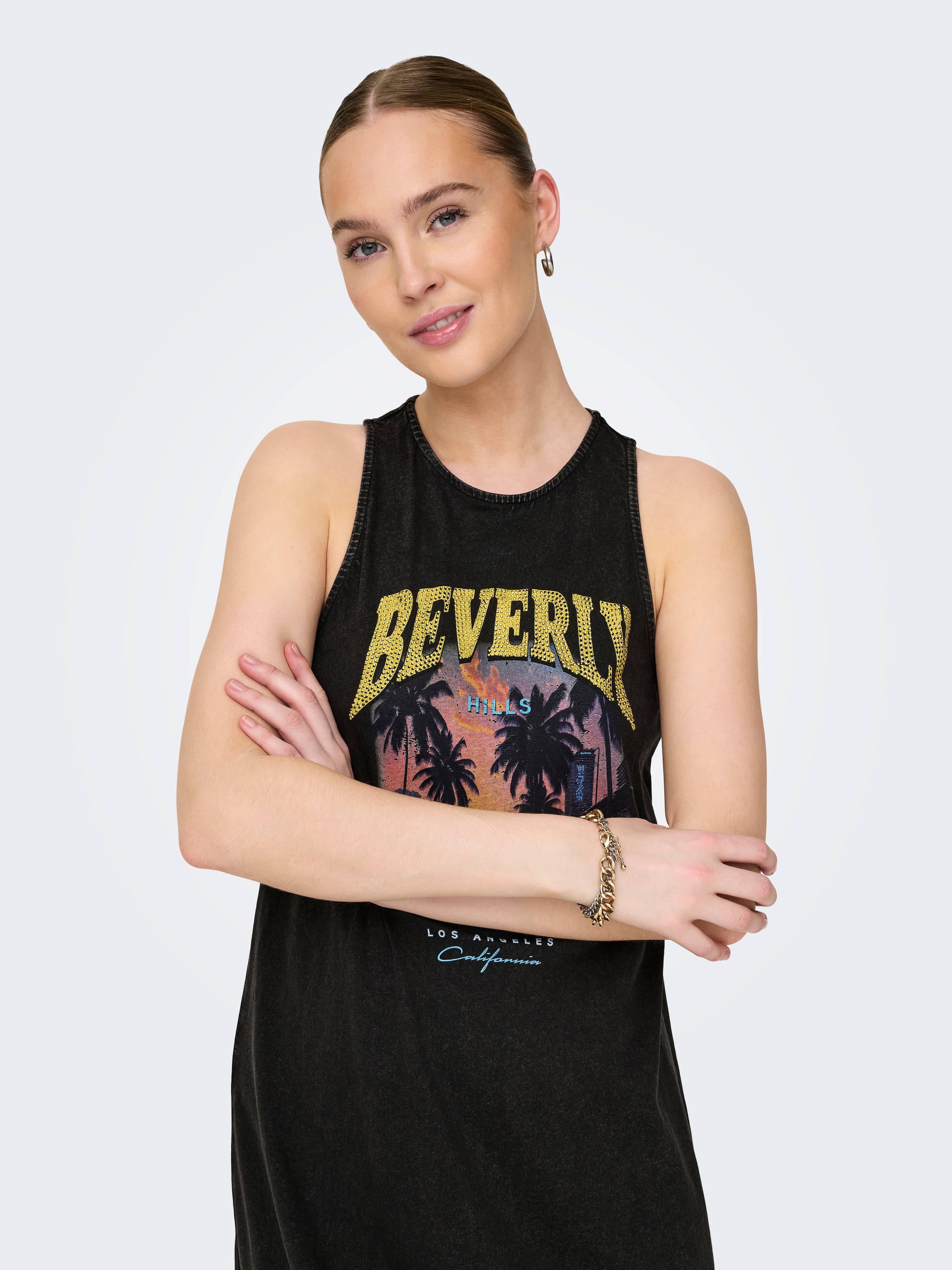 ONLY Jerseykleid »ONLLUCY LIFE S/L DRIVE DRESS BOX JRS« Baumwolle, regular fit, Rundhals, Frontdruck