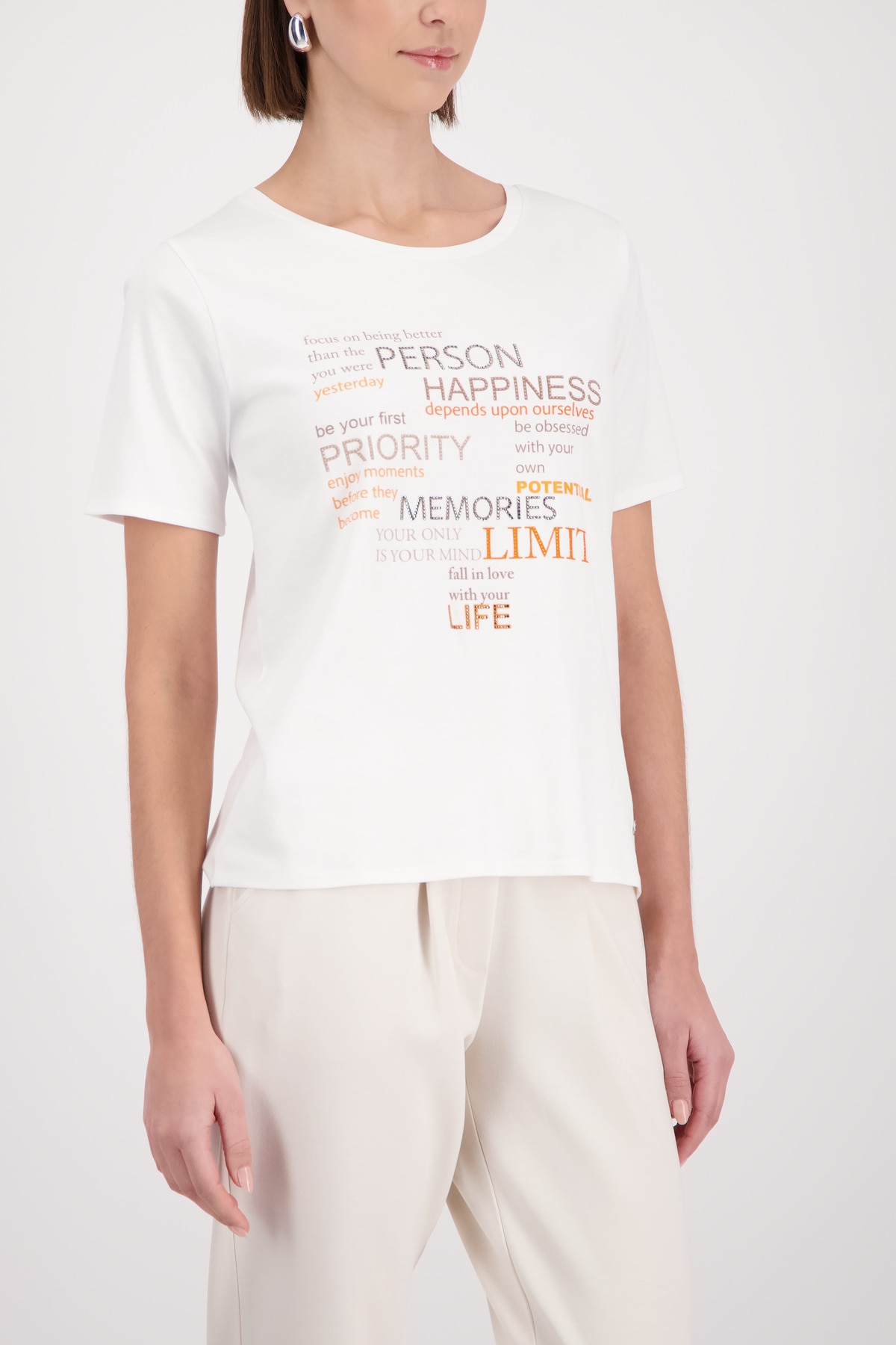 Image of Monari T-Shirt Rundhalsausschnitt, Regular Fit, Strasssteine