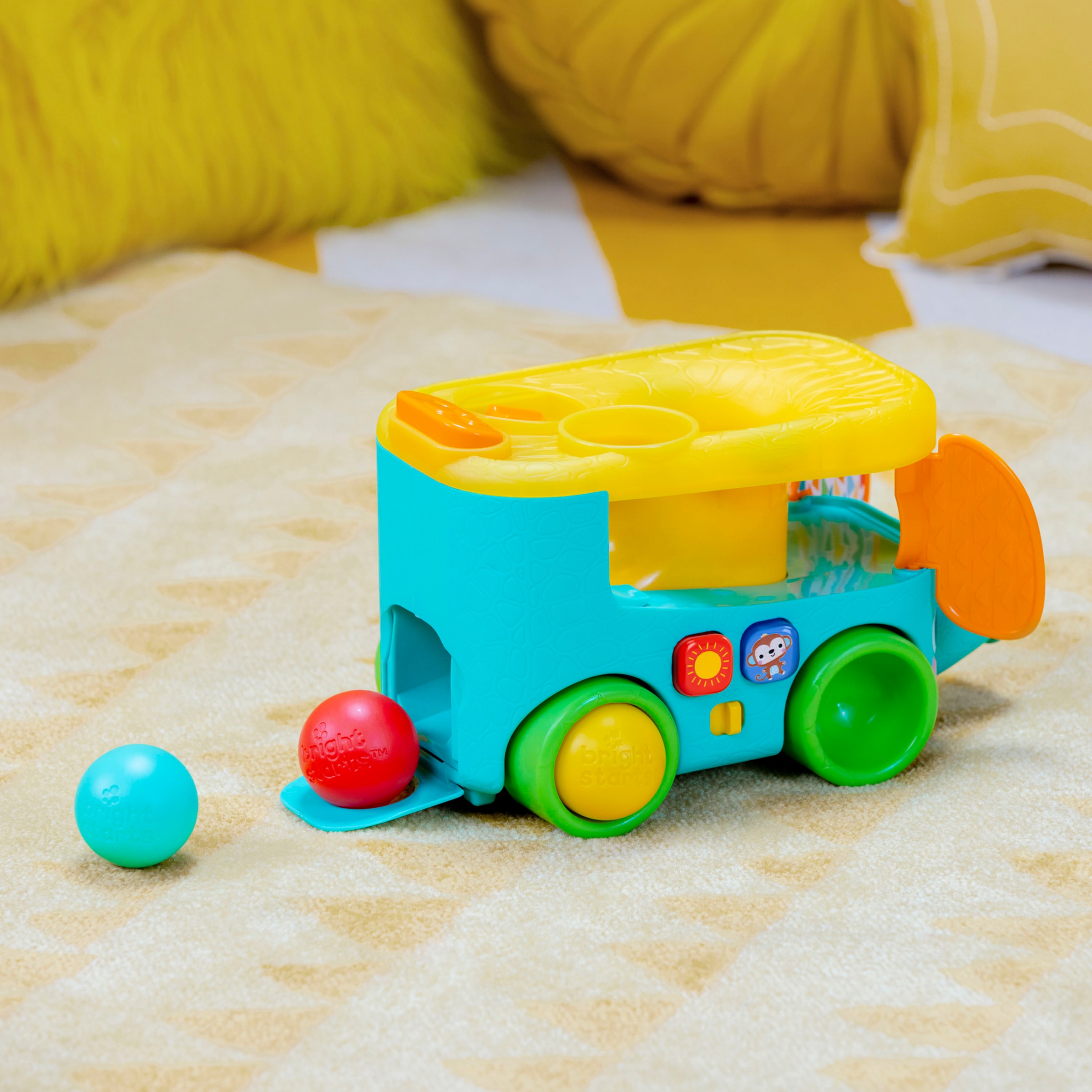 Bright Starts Jouets éducatifs »Pop & Roll Safari Bus  Ball Play Toy« mit Licht und Sound