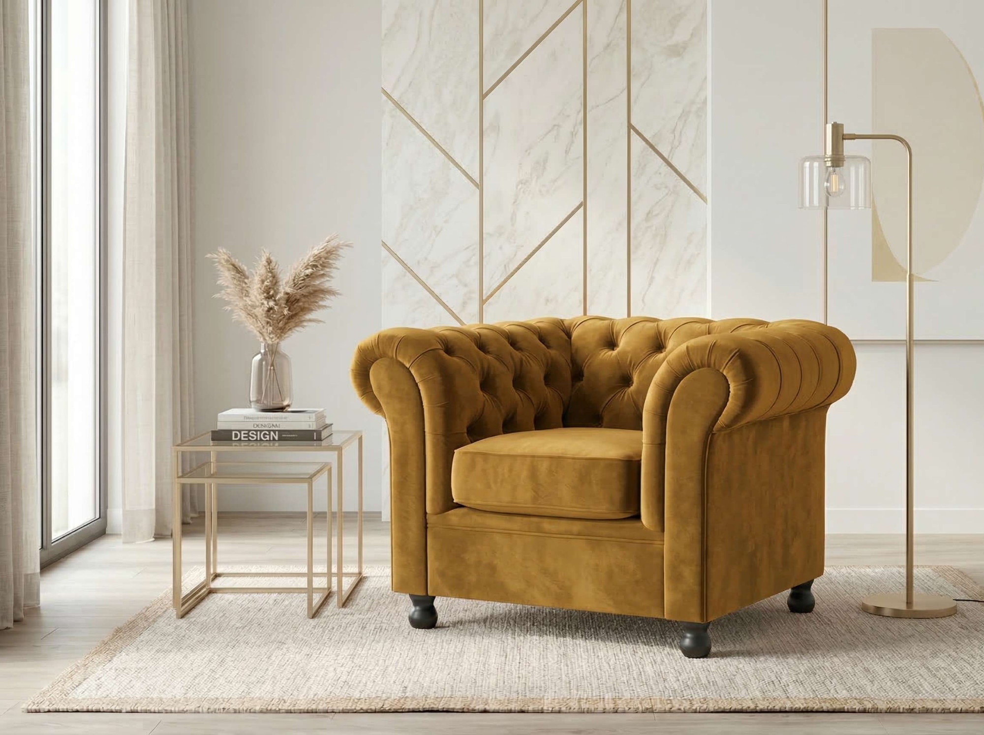 Image of Home affaire Sessel "BRONNOY Chesterfield Sessel mit aufwendiger Knopfheftung, Breite 108cm" Polstersessel mit geschwungenen Armlehnen, Chesterfield-Optik