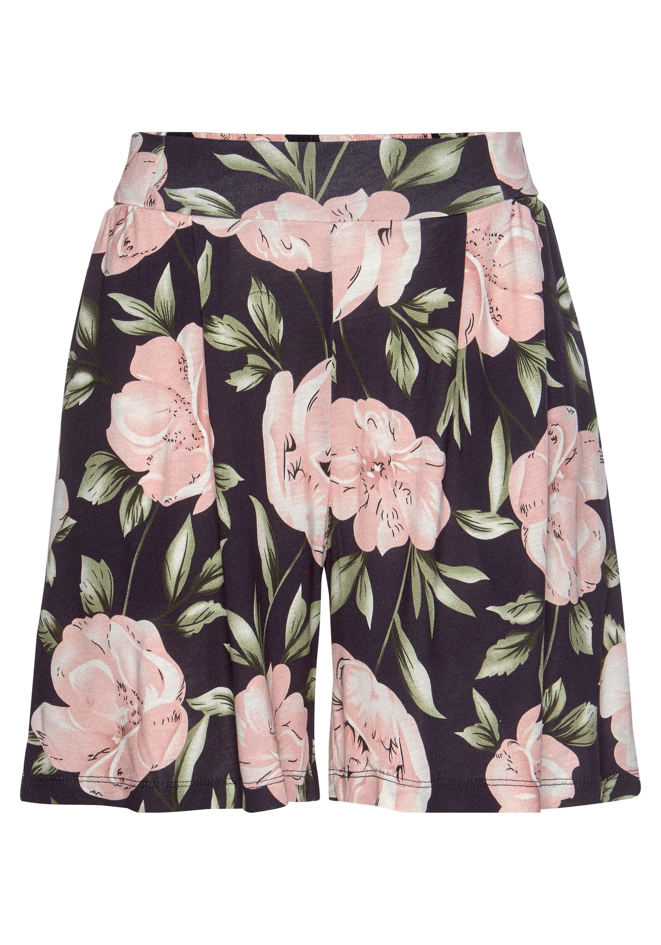 s.Oliver Shorts, mit Bindeband am Bund, im Blumenprint, kurze Hose