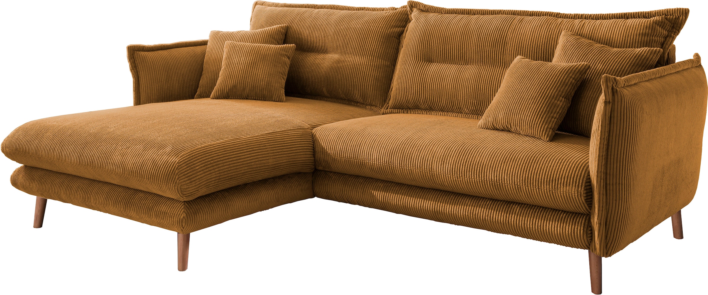 INOSIGN Ecksofa »Lazio modern und bequem, schmale Armlehnen, tolle Detailverarbeitung«, zwei verschiedene Fussfarben wählbar