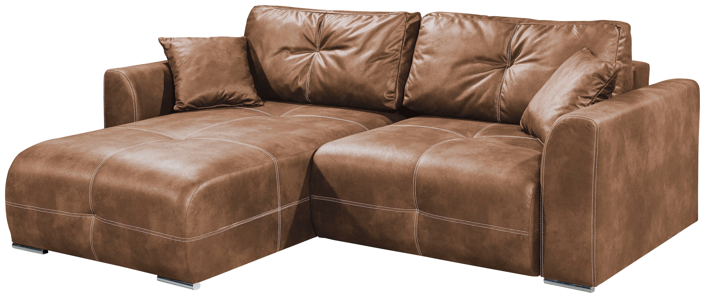 ED EXCITING DESIGN Ecksofa »Dolan L-Form«, mit Bettfunktion, Bettkasten & 2 Zierkissen