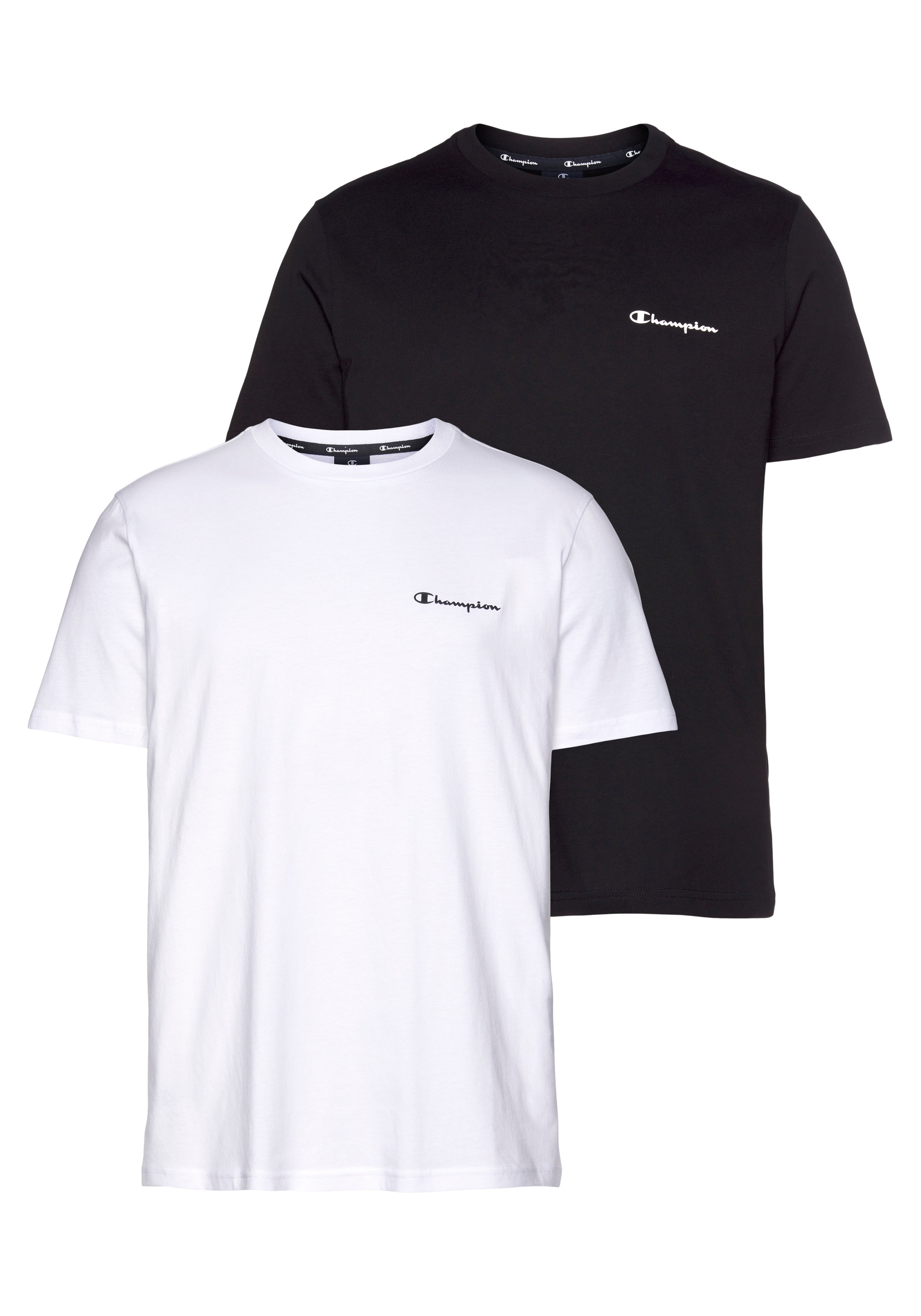 Image of Champion T-Shirt Packung, 2er-Pack, 2er-Pack, mit Rundhalsausschnitt, Kurzarm-Design, aus Baumwolle