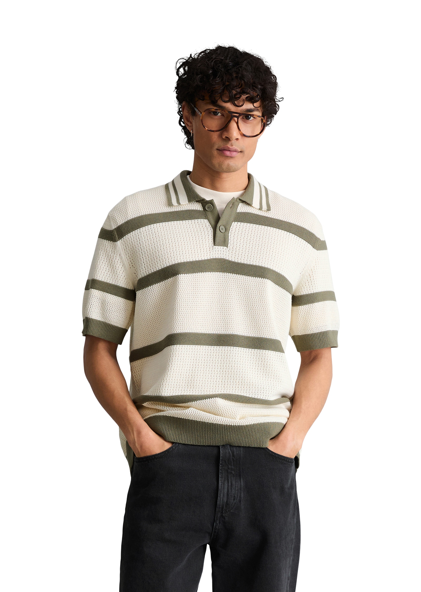 Image of Marc OPolo DENIM Poloshirt regular mit Strickvariationen und Streifen