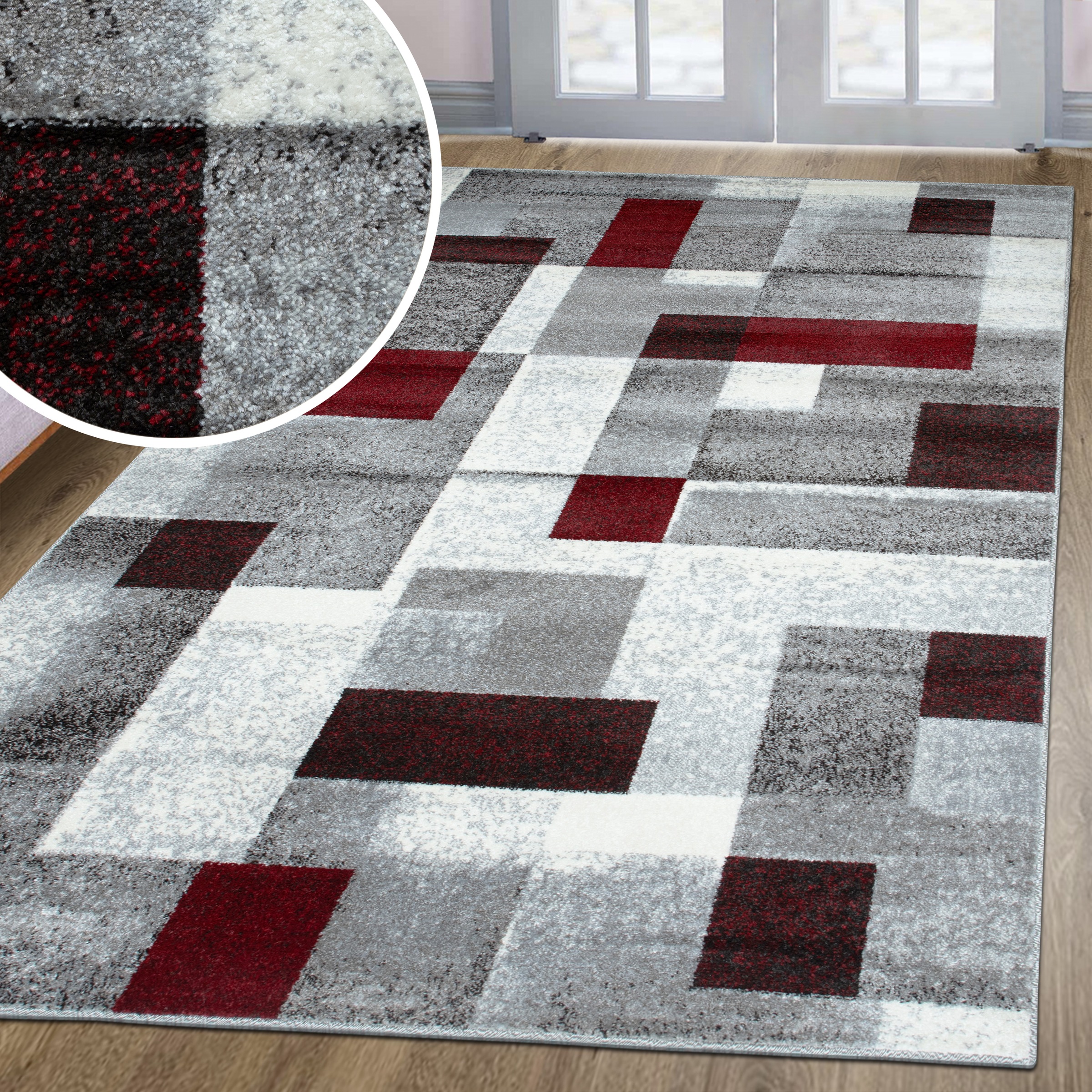 Image of GOODproduct Teppich "Corine" rechteckig 9 mm Höhe mit besonders weichem Flor, Kurzflor, modernes Karo-Design