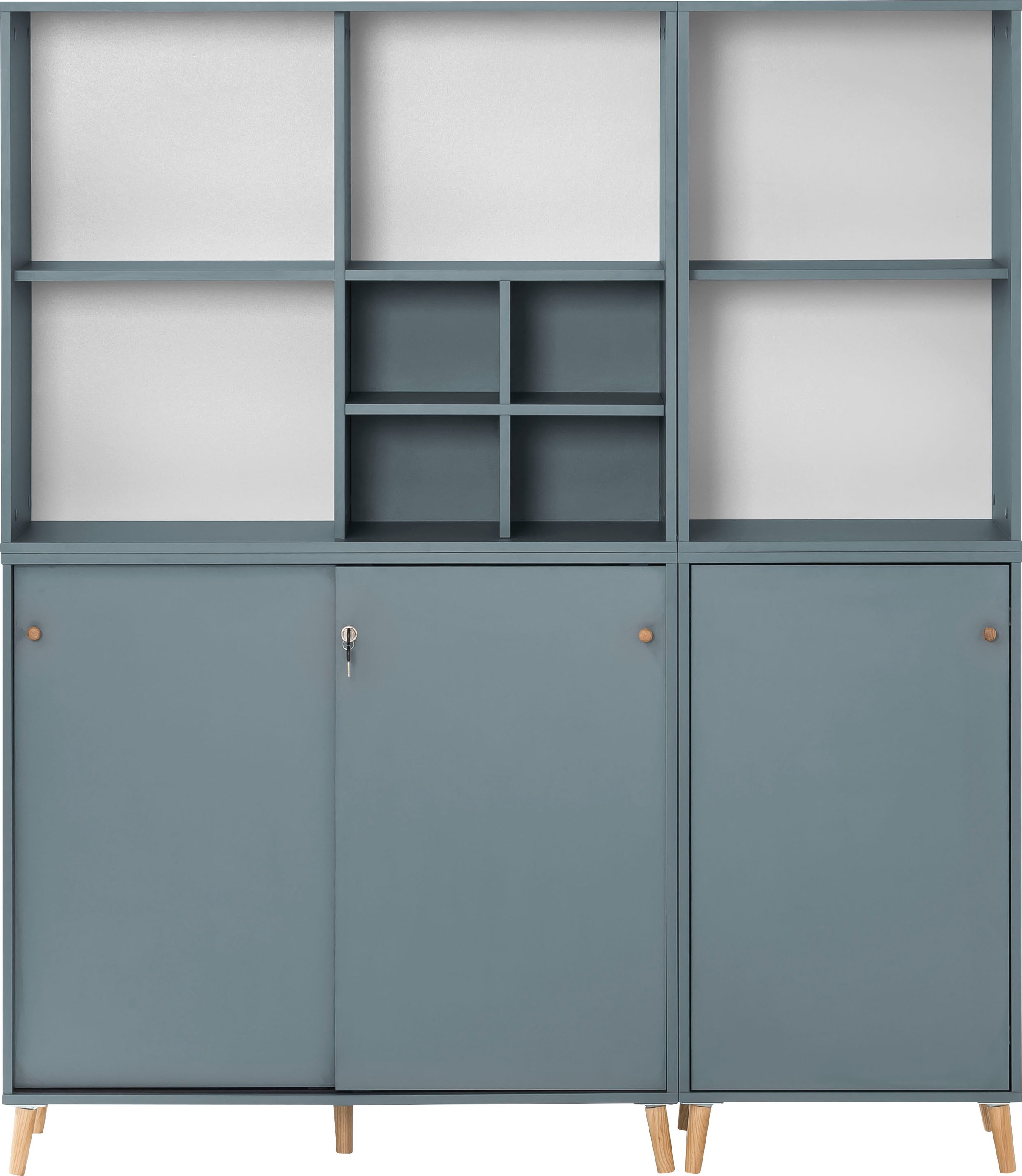Image of Schildmeyer Büromöbel-Set "Serie 500" bestehend aus 2 Regalen, 2 Schränken, 1 Regalkreuz