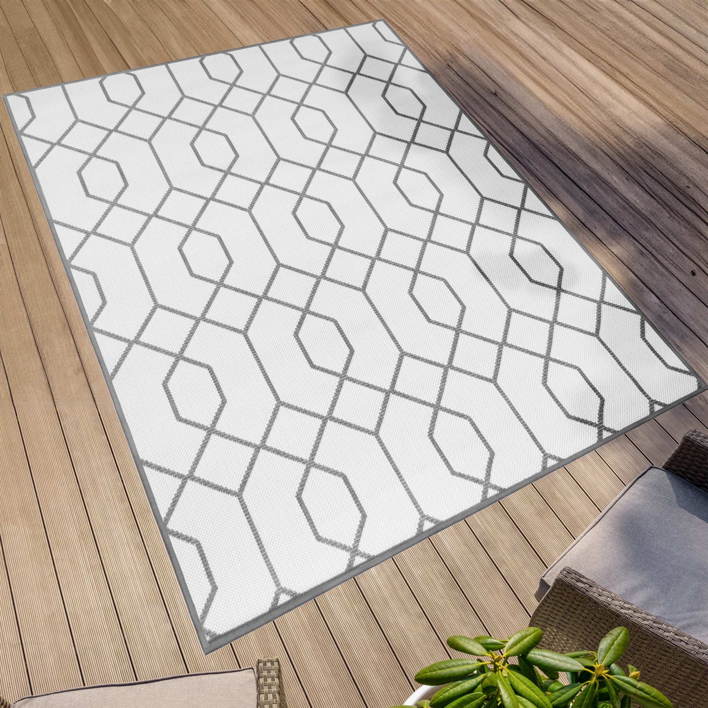 Image of Primaflor-Ideen in Textil Teppich "Outdoorteppich REVERSO - Geo River" rechteckig 5 mm Höhe Wendeteppich, modernes Design, In- und Outdoor geeignet, wasserfest