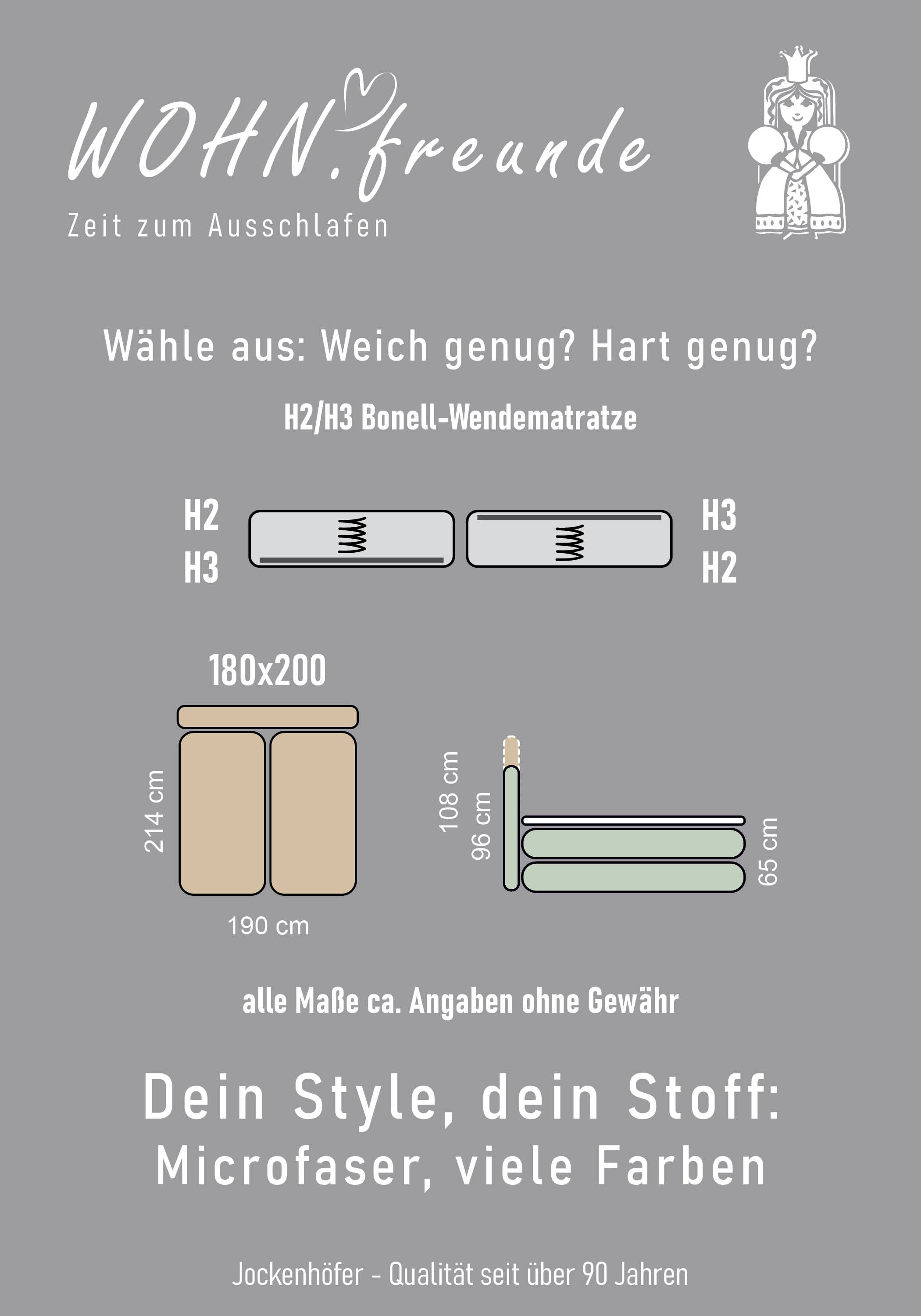 Jockenhöfer Gruppe Lit boxspring »Kati erhältlich in der Grösse 180x200cm« avec surmatelas, coffre de lit et tête de lit réglable en hauteur (96 cm - 108 cm)
