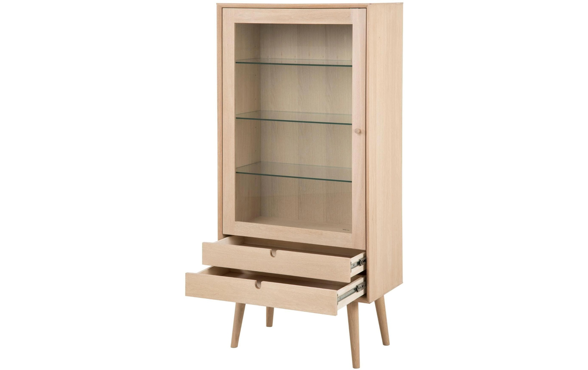 AC Design Vitrine »Century 72 x 36 x 143.2 cm« Elegante Vitrine mit Glaseinsatz und Schubladen in pigmentierter Eiche