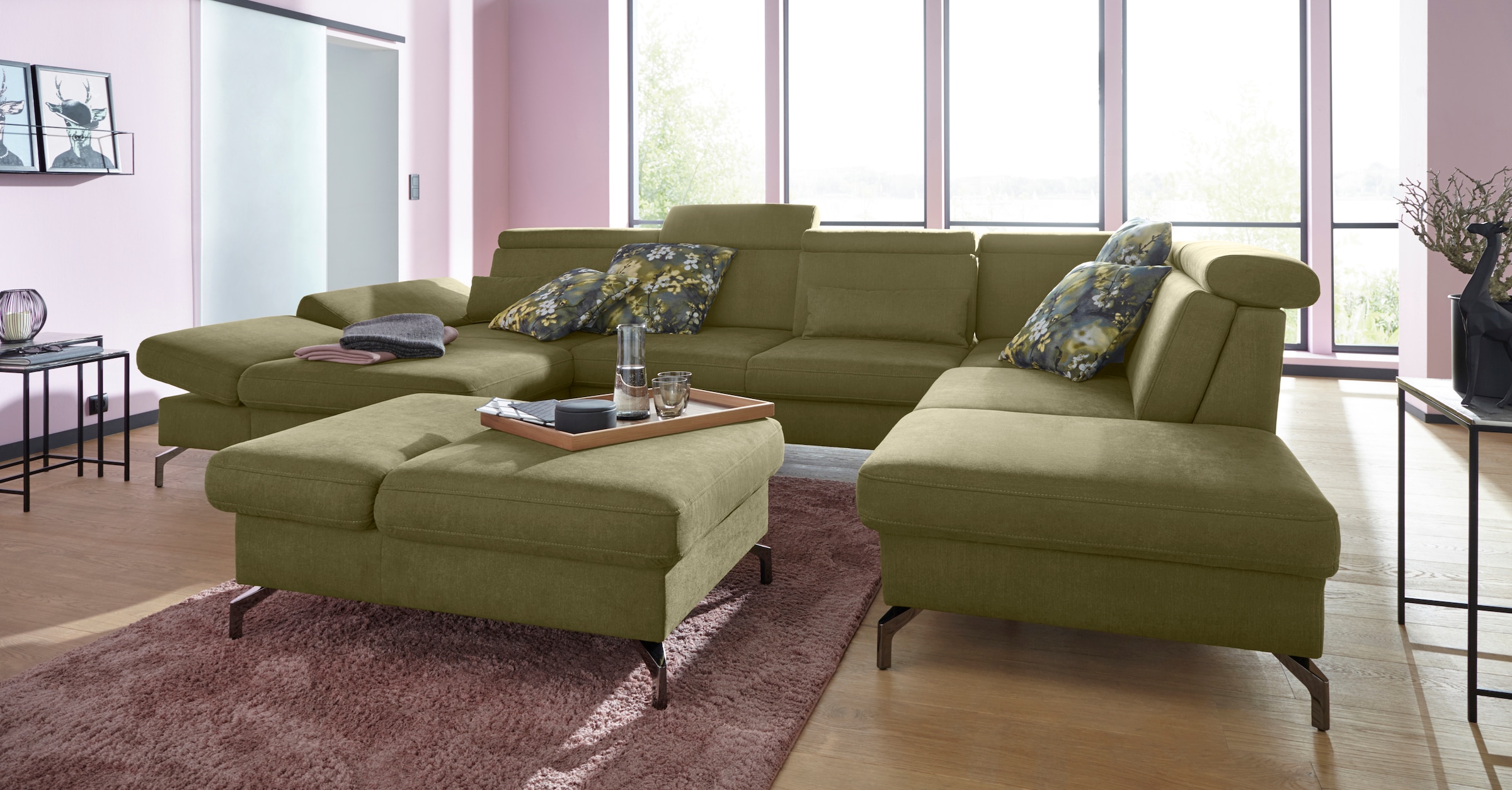 sit&more Paysage de salon »Brisbane U-Form« Fusshöhe 12 cm, inklusive Sitztiefen-, Armteil- und Kopfteilverstellung