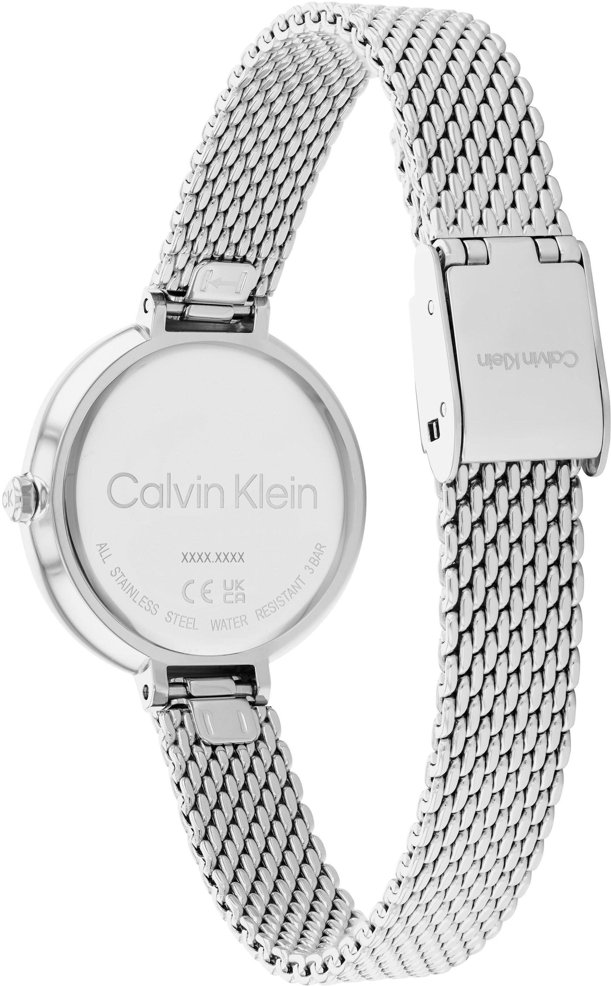 Calvin Klein Quarzuhr »Minimalistic T Bar Mesh 28 mm, 25200082«, Armbanduhr, Damenuhr, Mineralglas