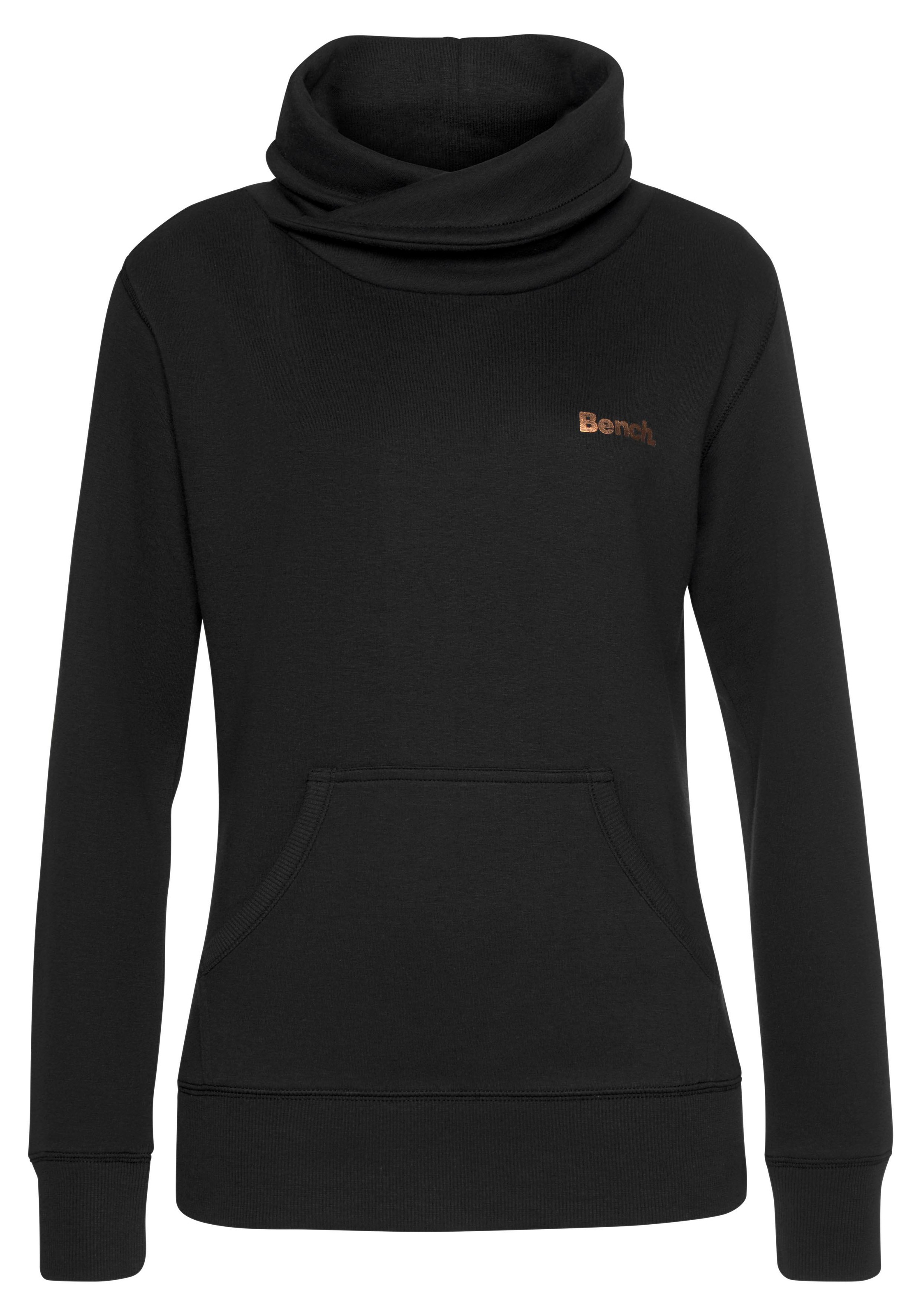 Bench. Loungewear Longsweatshirt, mit Stehkragen in Layeroptik und Kängurutasche, Loungewear