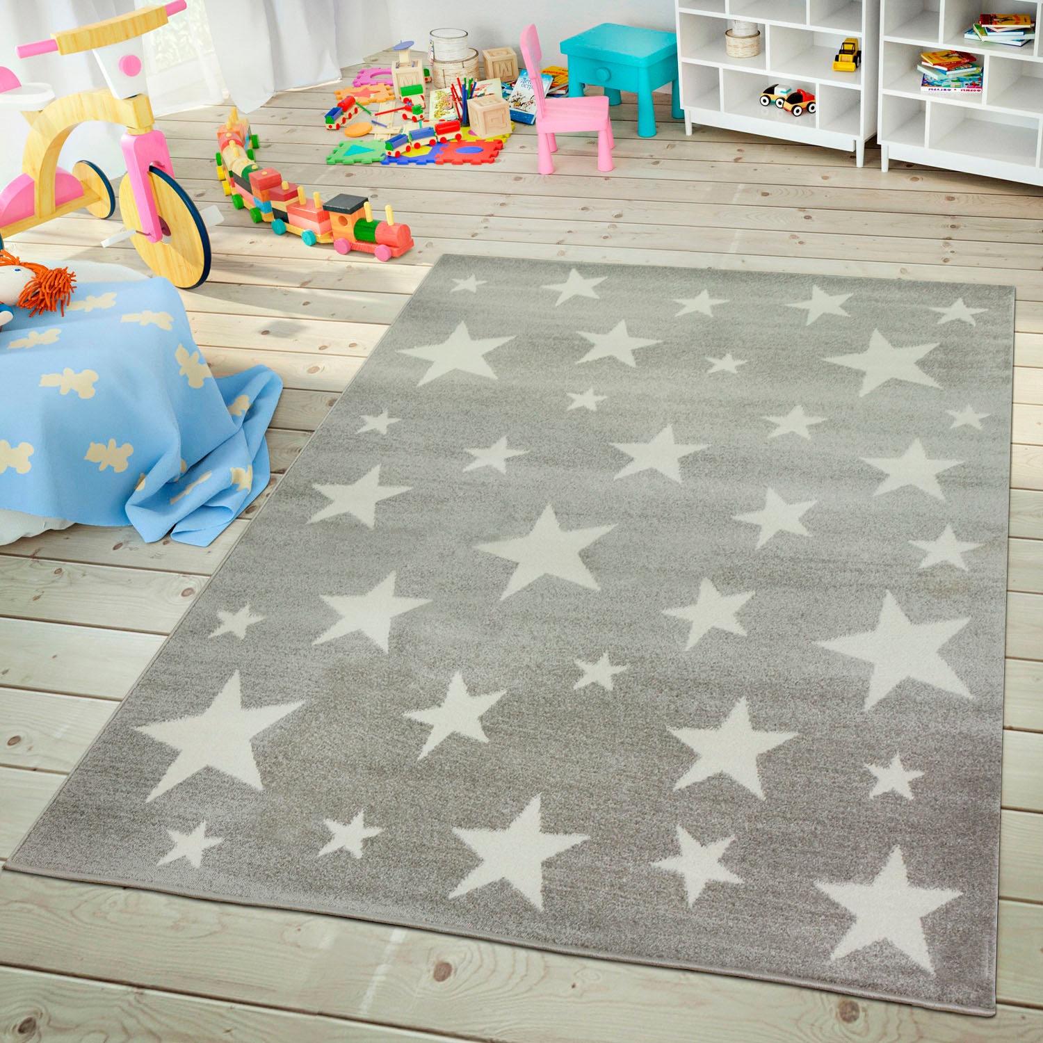 Image of Lüttenhütt Kinderteppich »Caprova 20«, rund, 14 mm Höhe, Kurzflor-Teppich, Motiv Sterne, Pastell-Farben, ideale Teppiche fürs Kinderzimmer bei Ackermann Versand Schweiz