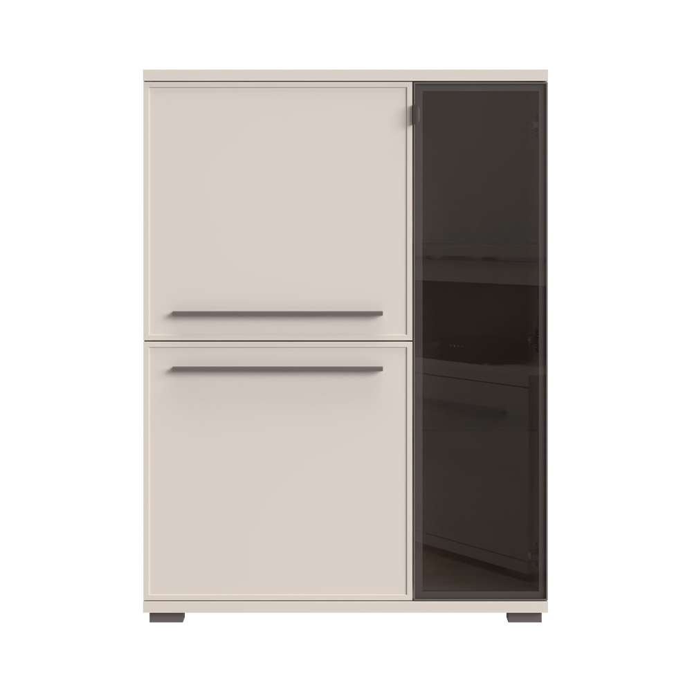 Image of GOODproduct Highboard "Opera Sideboard, Kommode, Glastür mit Aluminiumrahmen" UV lackiert, Soft Close Funktion, Höhenverstellbare Füsse
