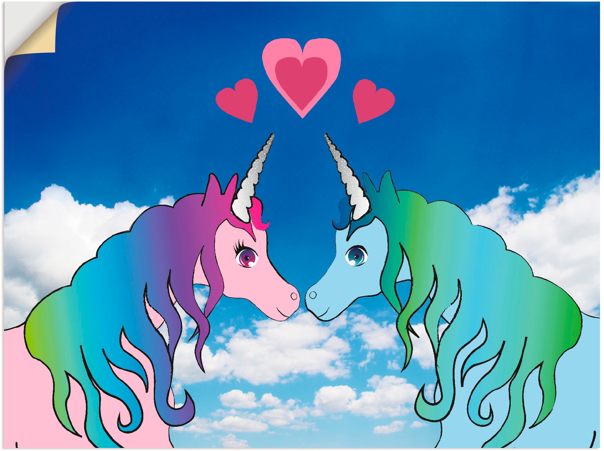 Image of Artland Wandbild »Küssende Einhörner«, Animal Fantasy, (1 St.), in vielen Grössen & Produktarten -Leinwandbild, Poster, Wandaufkleber / Wandtattoo auch für Badezimmer geeignet bei Ackermann Versand Schweiz