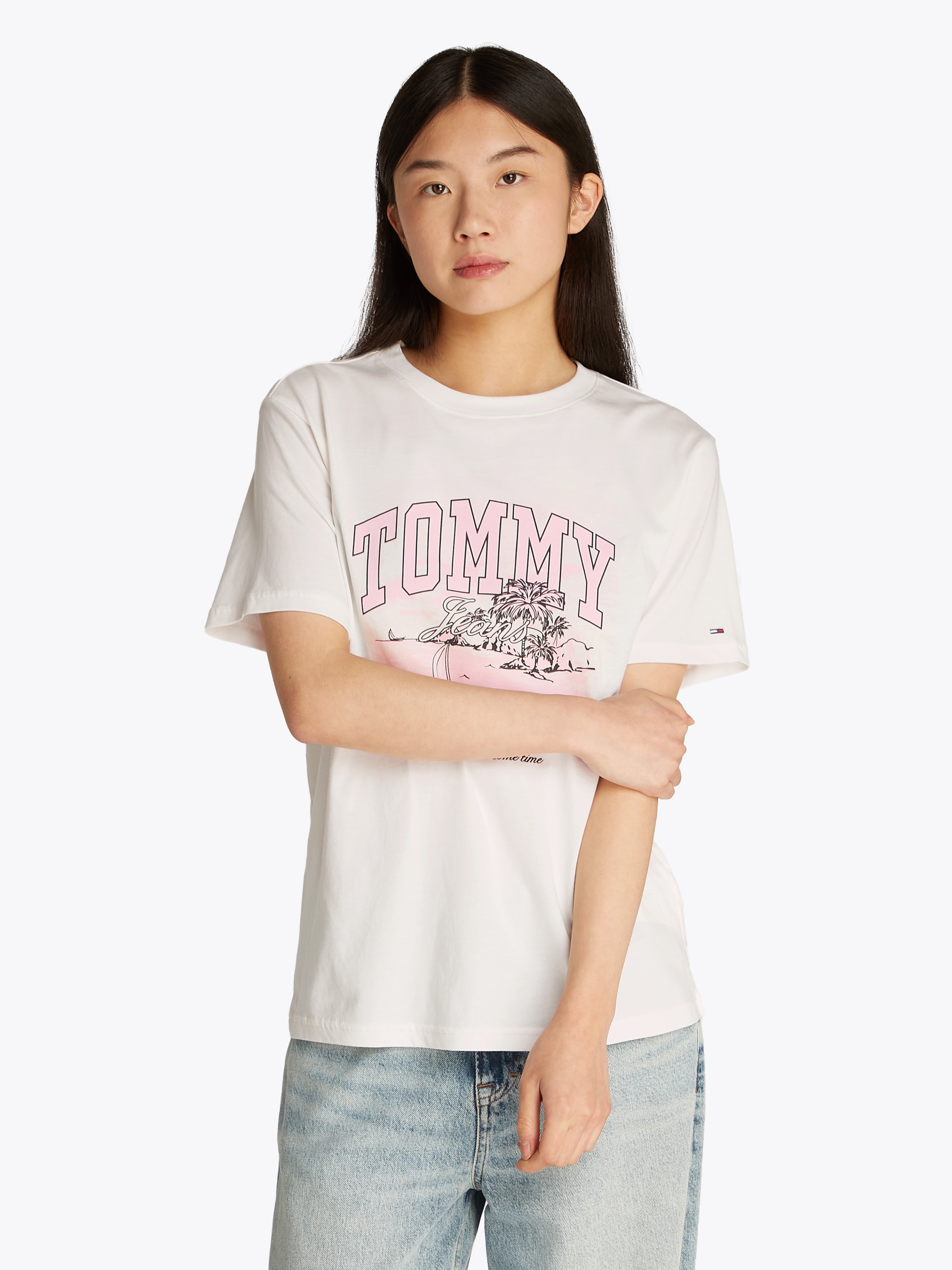 Image of Tommy Jeans T-Shirt "TJW RLX TONAL TROPICS TEE" mit grafischem Muster