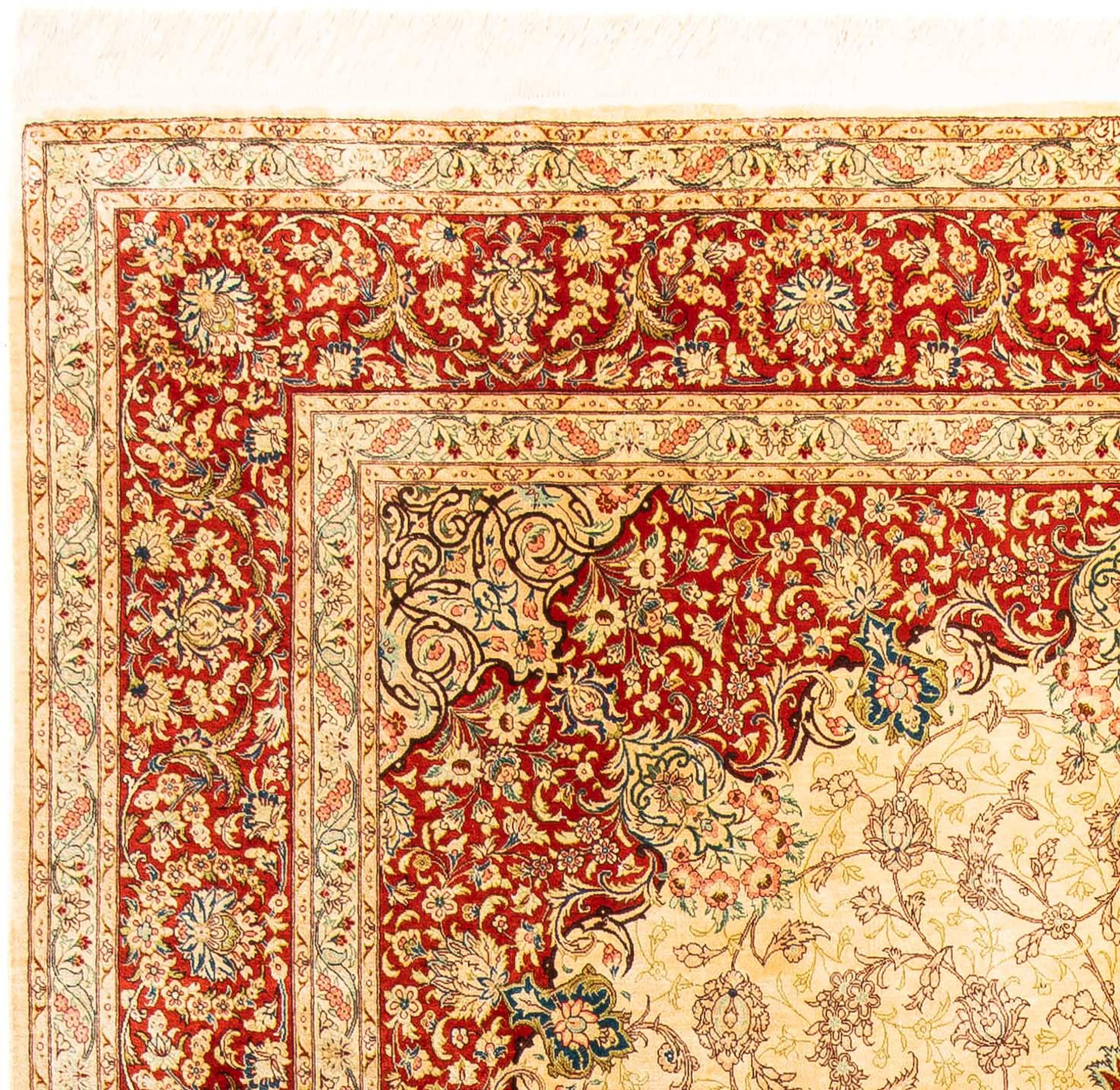 morgenland Orientteppich »Perser - Ghom - 312 x 198 cm - rot«, rechteckig, Wohnzimmer, Handgeknüpft, Einzelstück mit Zertifikat