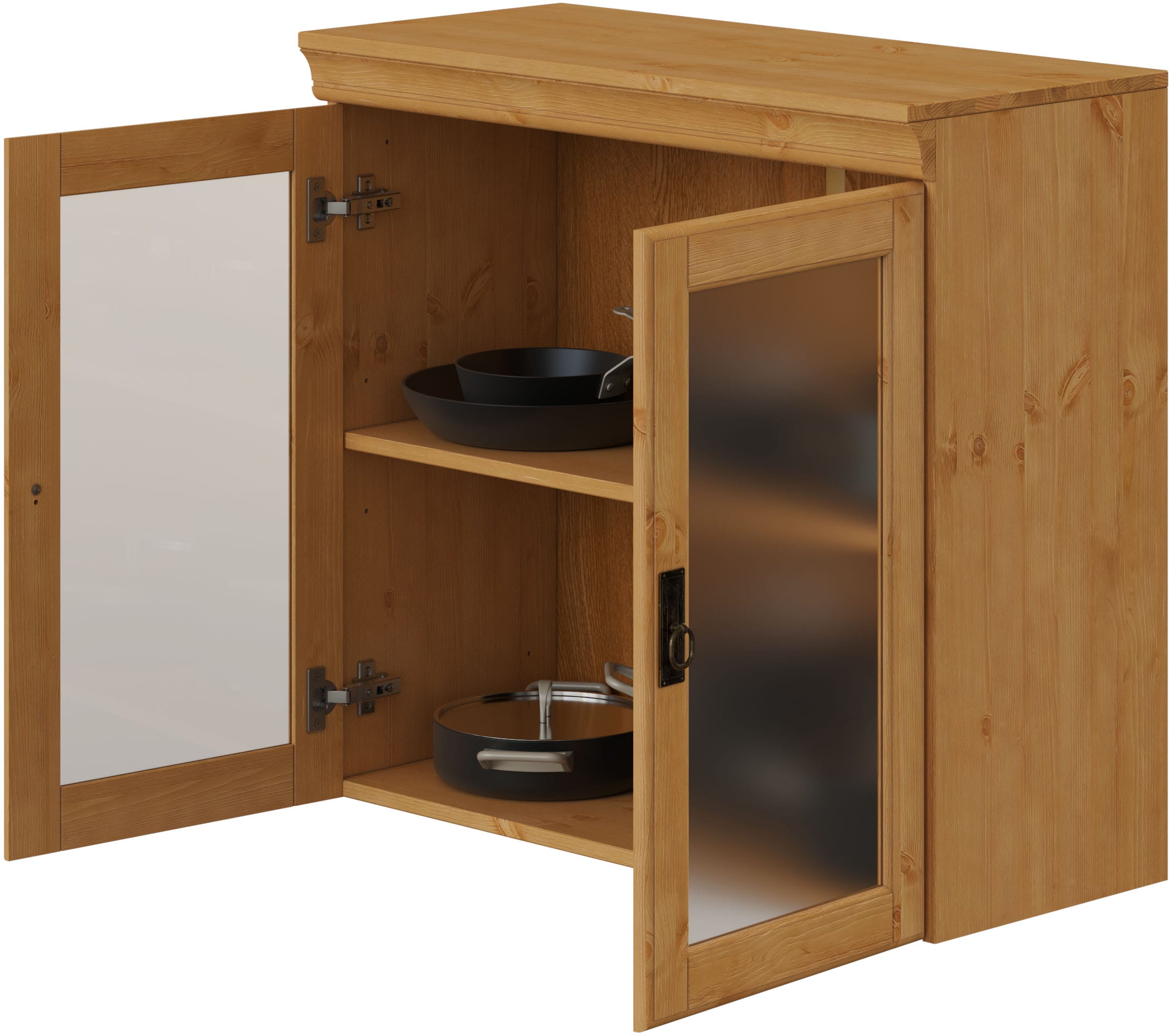 GOODproduct Armoire suspendue »Rügen« Breite 80 cm, FSC® zertifiziertes Massivholz, Türen mit Glaseinsatz