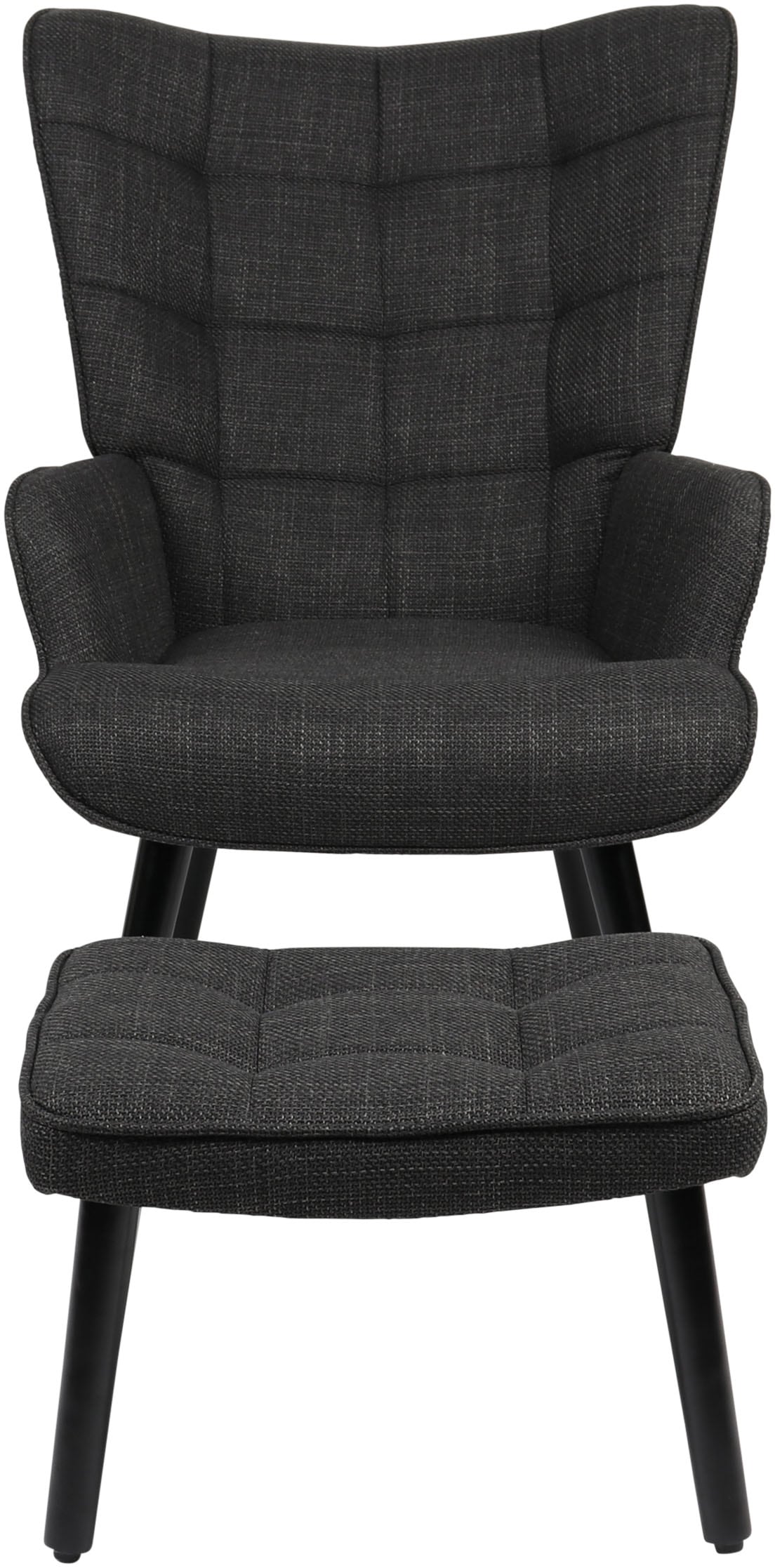 HELA Loungesessel »PAROS«, (Set, 2 St., Sessel mit Hocker), Sessel mit Hocker;Loungesessel;4-Fuss Massiv;Webstoff;Armlehnen