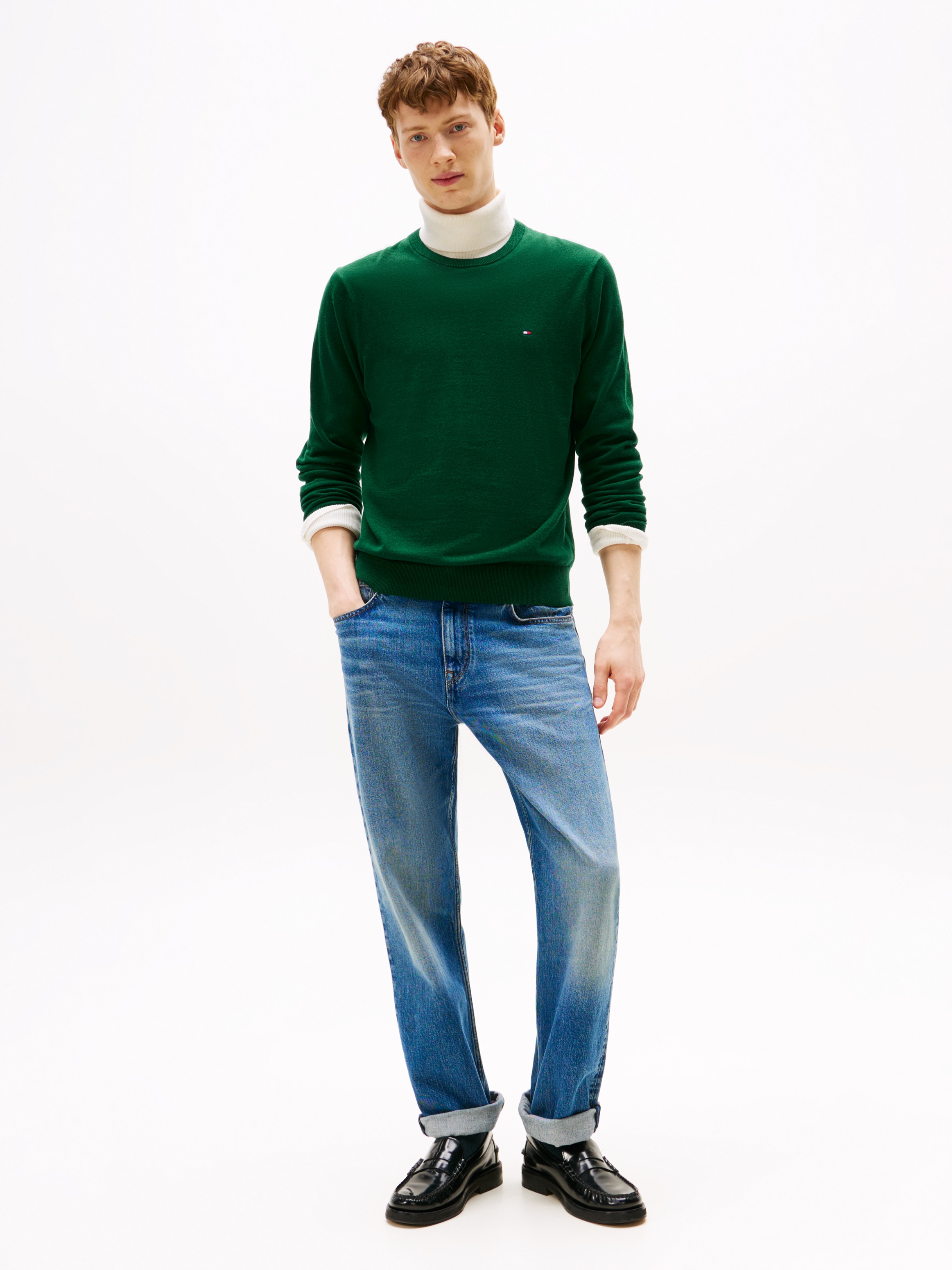 Tommy Hilfiger Rundhalspullover »ESSENTIAL COTTON CREW NECK« 100% Baumwolle Crewneck Regular Fit Premium Mode