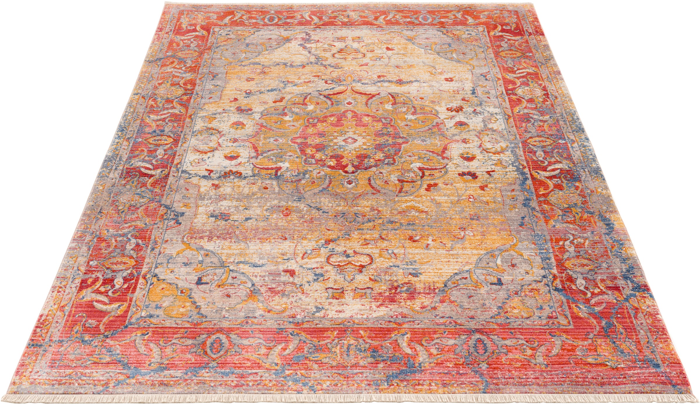 Image of DELAVITA Teppich »Miray«, rechteckig, 6 mm Höhe, Vintage-Optik, mit Bordüre, Teppich, Kurzflor, Weich, Pflegeleicht, Elegant, Wohnzimmer, Schlafzimmer, Esszimmer bei Ackermann Versand Schweiz