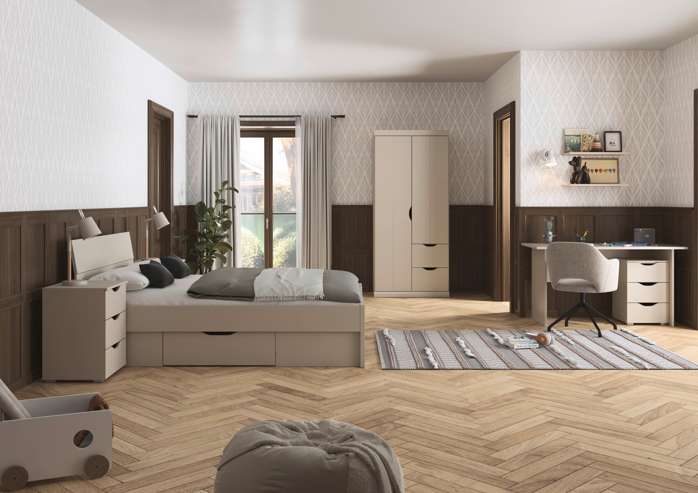 GOODproduct Kleiderschrank »Mehrzweckschrank Aktenschrank Möbel Mietswohnung Schlafzimmer MARLENE« 3 verschiedene Ausstattungen BASIC/CLASSIC/PREMIUM (inkl. SOFT-CLOSE),  in 3 Breiten 91/136/181 cm im Landhaus-Stil MADE IN GERMANY