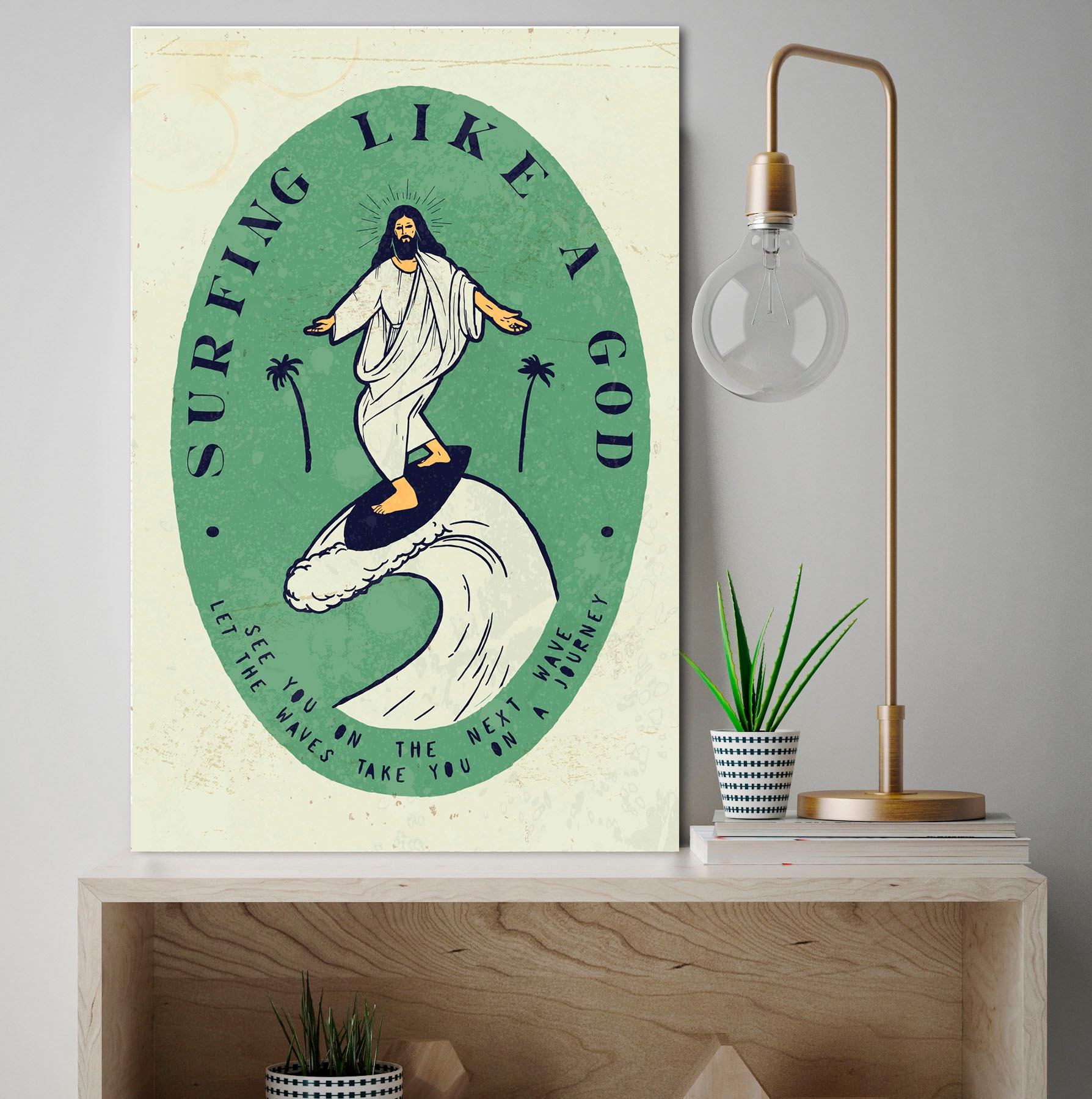 Image of queence Metallbild "Surf God" 1 Stk. tlg. Stahlschilder