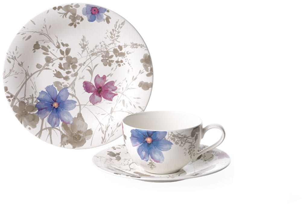 Image of Villeroy & Boch Kaffeeservice "Mariefleur Gris Basic" Made in Germany, Fine China Porzellan