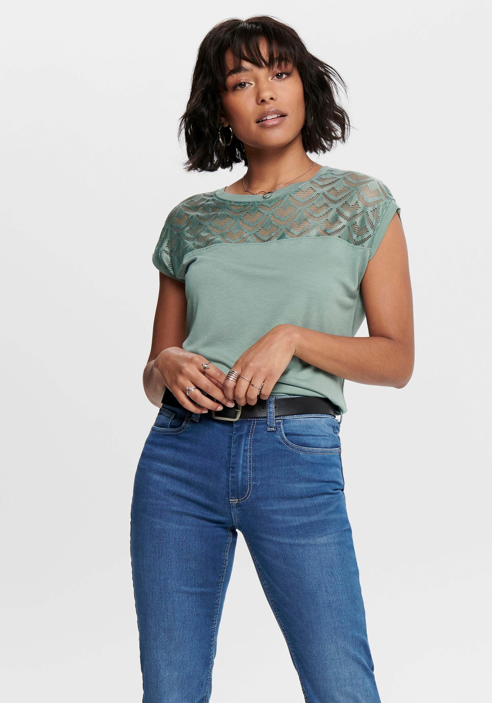 ONLY Spitzenshirt »ONLNICOLE LIFE S/S MIX TOP JRS NOOS«