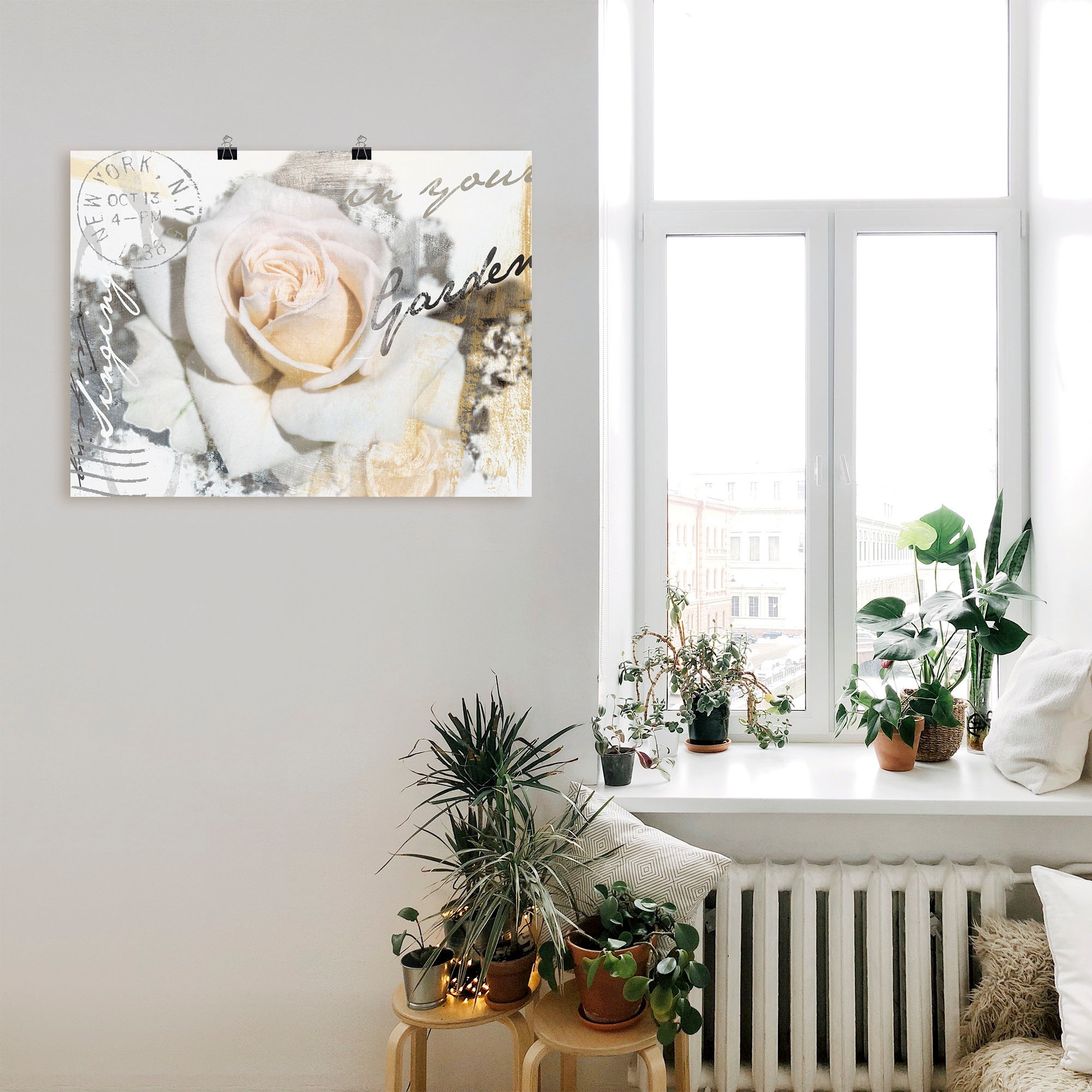 Artland Wandbild »In Buchstaben - Rose«, Blumen, (1 St.), als Leinwandbild, Poster, Wandaufkleber in verschied. Grössen