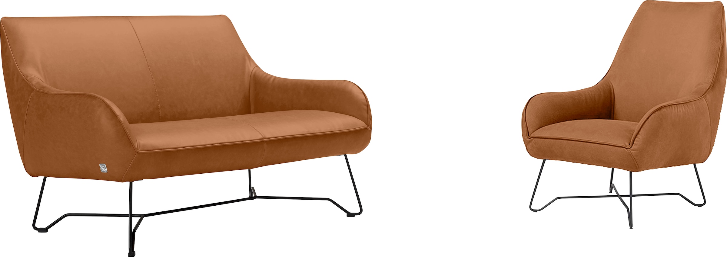 Image of Egoitaliano Polstergarnitur "Namy, Designobjekt mit hohem Sitzkomfort und toller Detailverarbeitung" Set aus 2-Sitzer und Sessel, edles Metallgestell