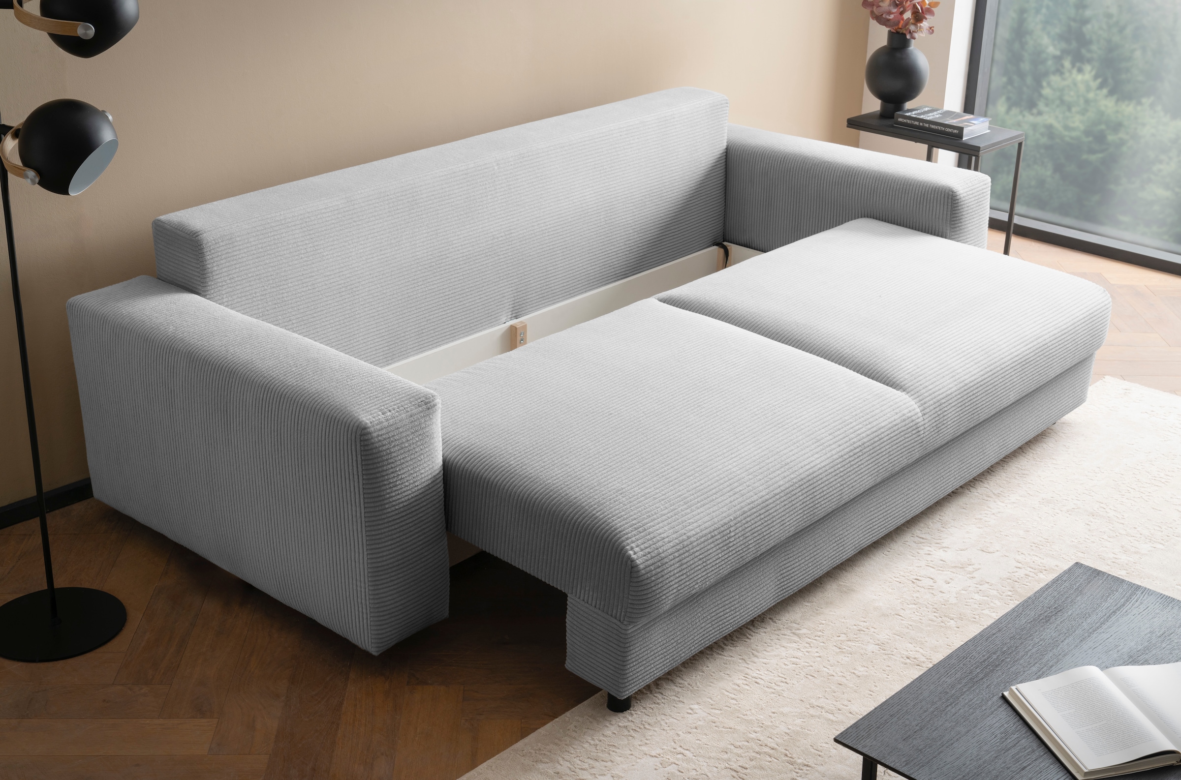 LeGer Home by Lena Gercke Schlafsofa »Imoga, Polster mit Schlaffunktion, 3-Sitzer Sofa, Couch mit Bettkasten«, in modernen Farben und Stoffen, Bettfunktion, Liegefläche: 200x150 cm