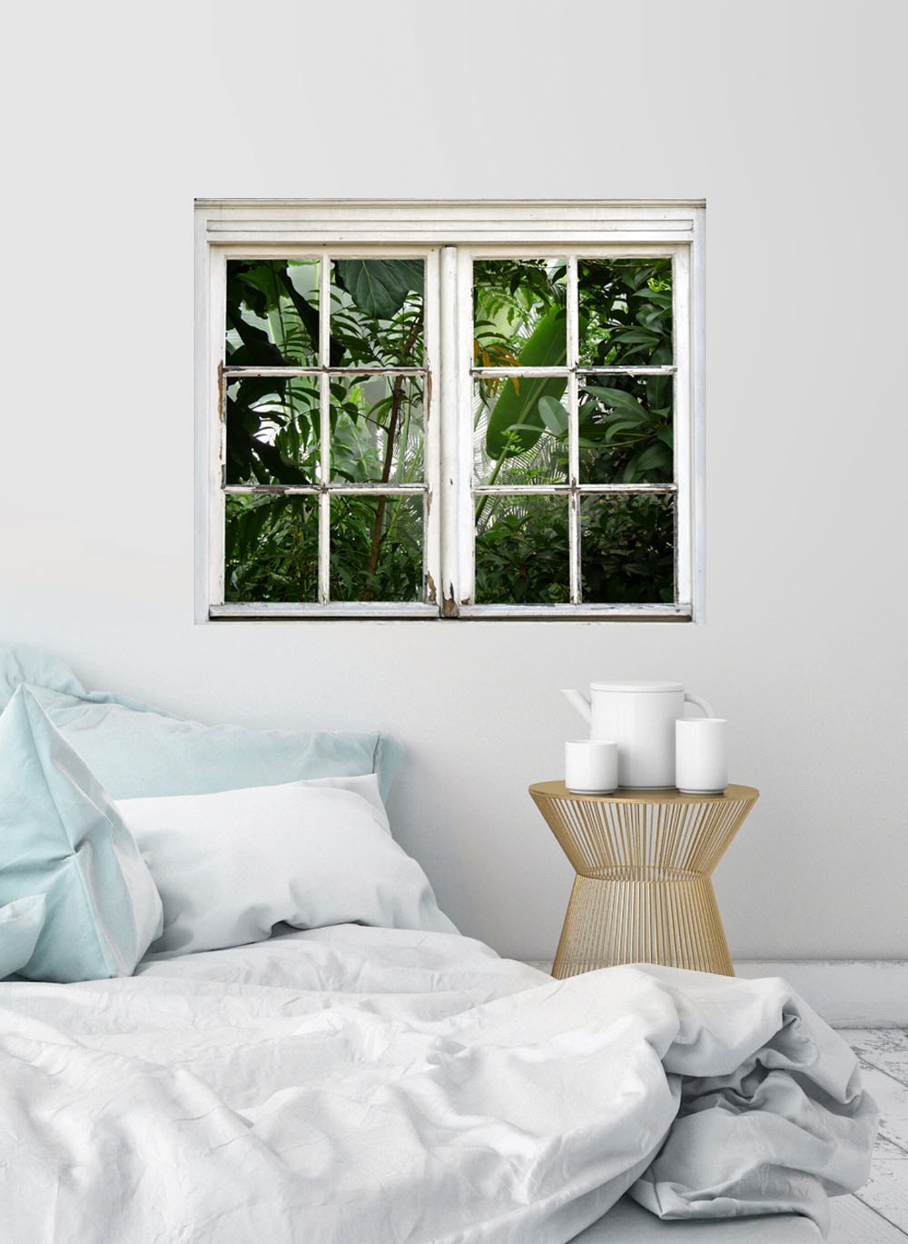 queence Autocollants muraux »Wald« Wandsticker, Wandbild, selbstklebend, 3D, Fenster