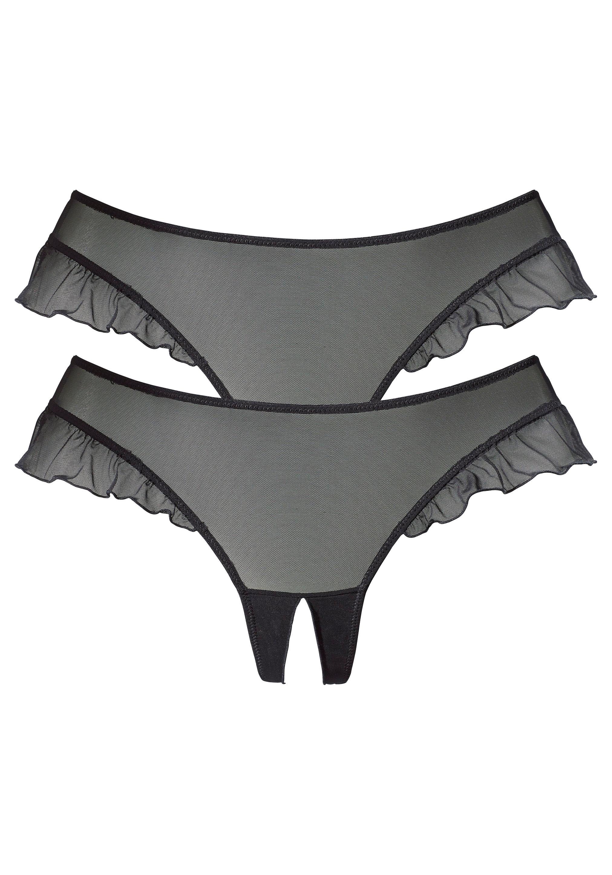 Image of petite fleur goldfarben String-Ouvert, (2 St.), mit romantischen Rüschen am Beinausschnitt bei Ackermann Versand Schweiz