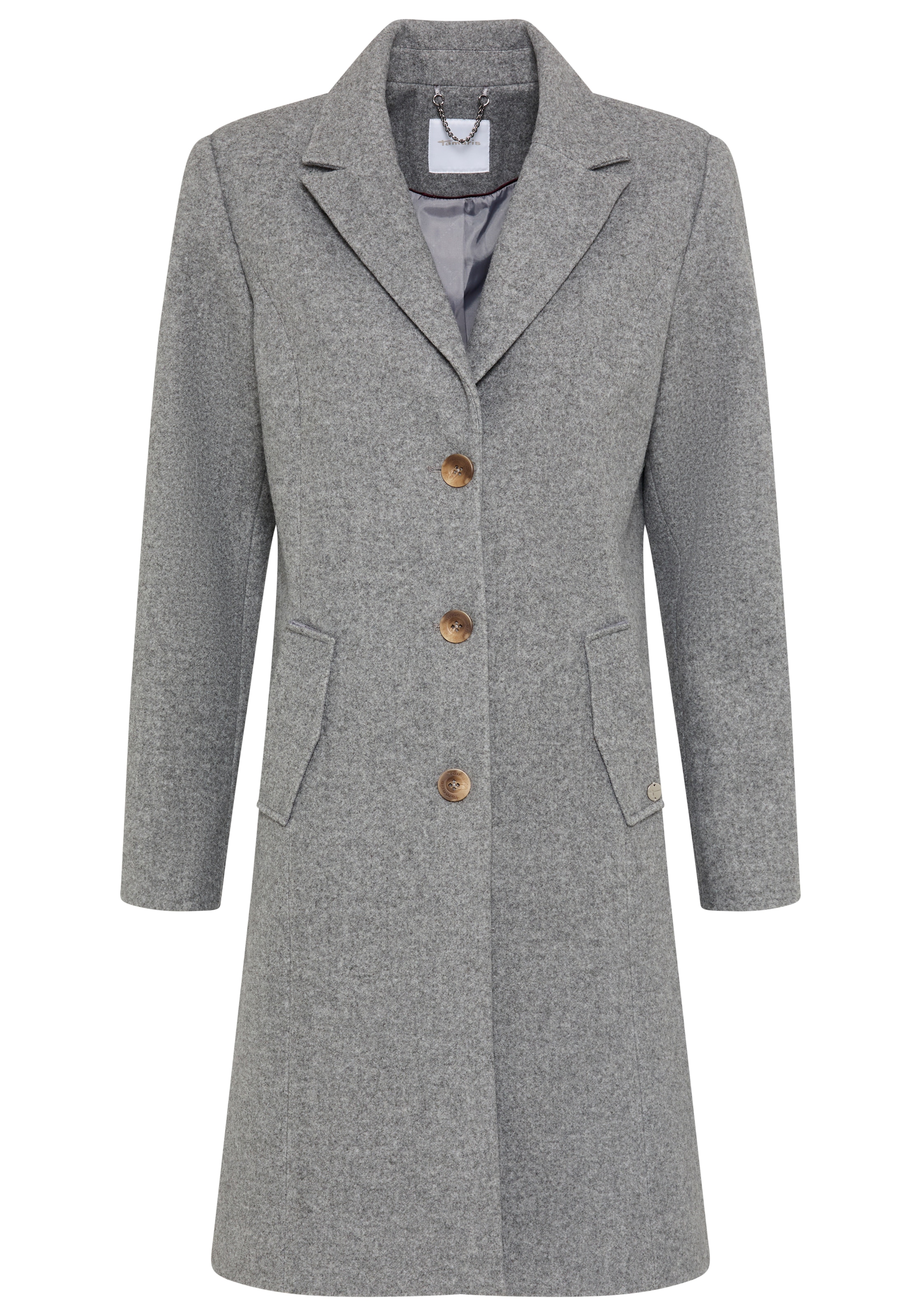 Tamaris Manteau long coupe ajustée, col à revers et boutons, idéal pour la mi-saison