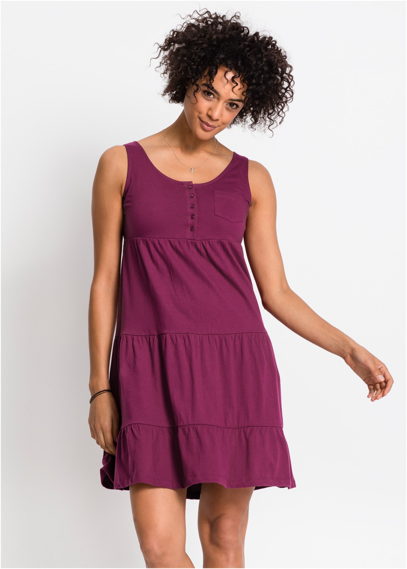 Image of bonprix Jerseykleid "Baumwoll Jerseykleid, kurz" für entspannte Sommertage, aus Baumwolle, lockere A-Linie, knielang