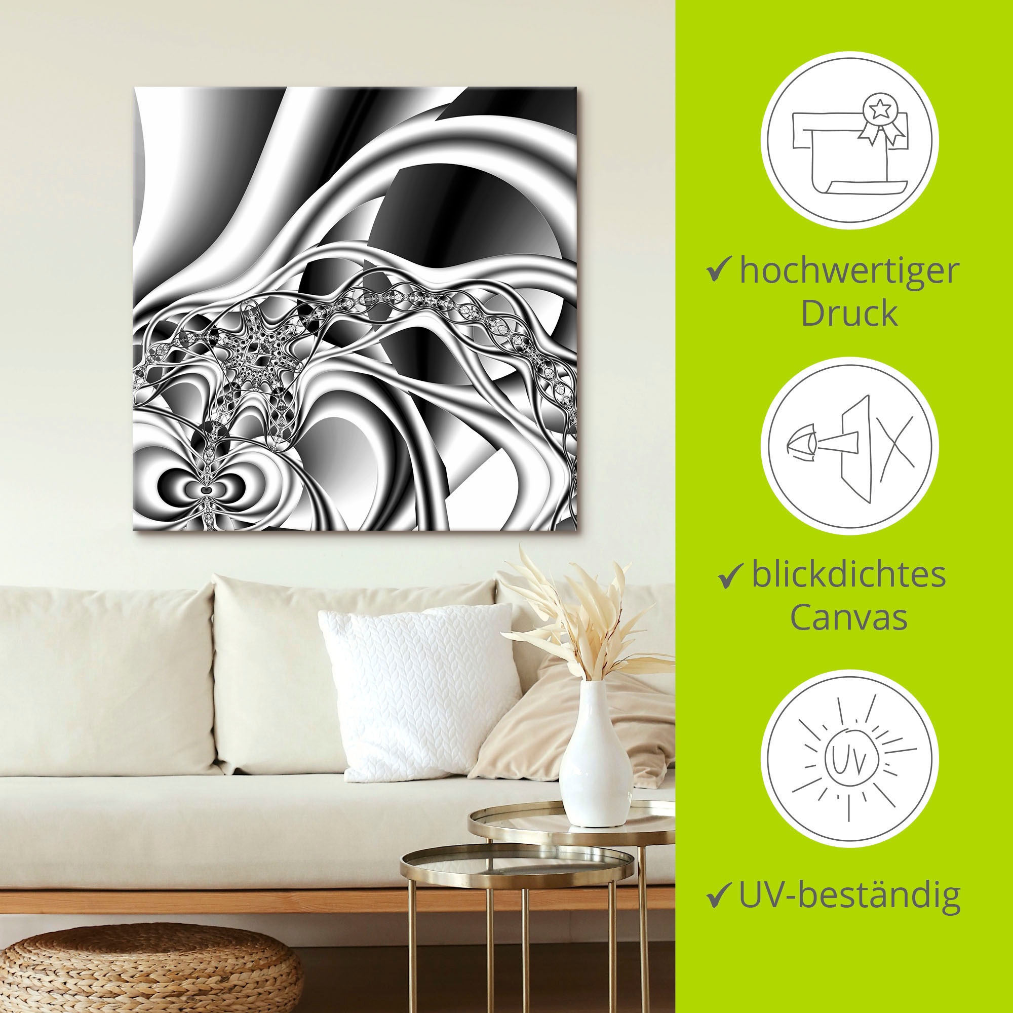 Artland Wandbild »Silberne Kette«, Muster, (1 St.), als Alubild, Outdoorbild, Leinwandbild, Wandaufkleber, versch. Grössen
