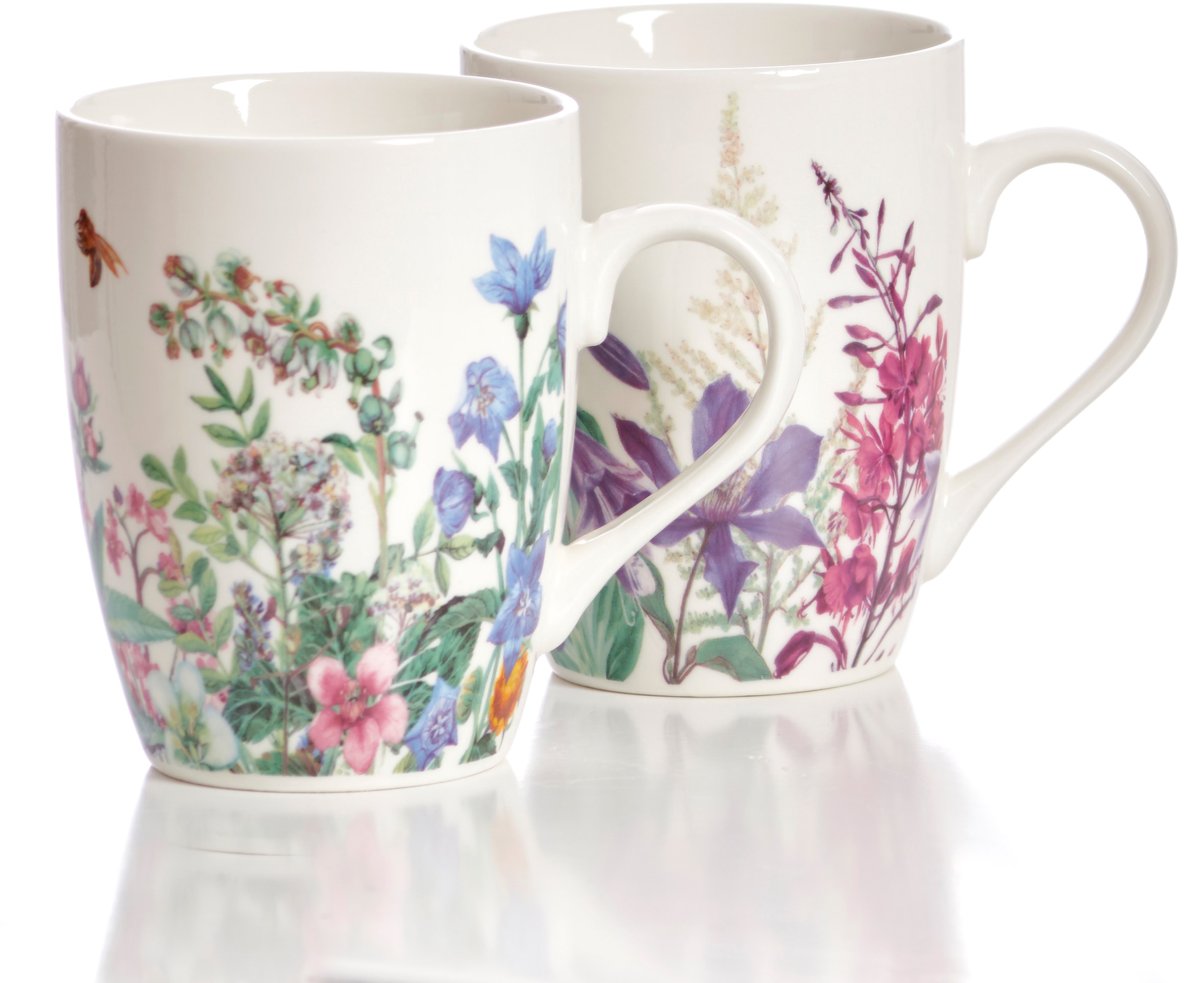 Ritzenhoff & Breker Becher »Botanik«, (Set, 2 tlg., 2 Kaffeebecher (300 ml, 10 cm hoch, 8,5 cm Durchmesser), Blütendekor, 300 ml, 2-teilig