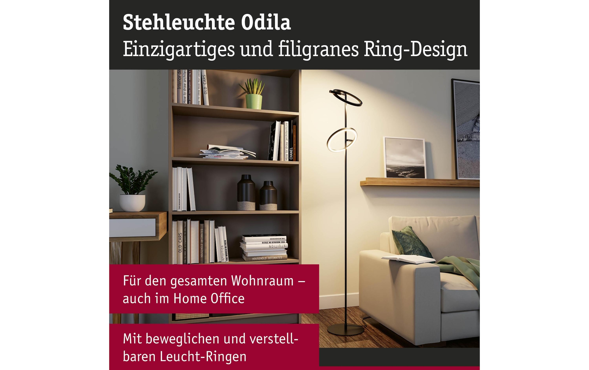 Paulmann Deckenleuchte »Stehleuchte Odila, Schwarz matt« LED-Modul warmweiss - kaltweiss