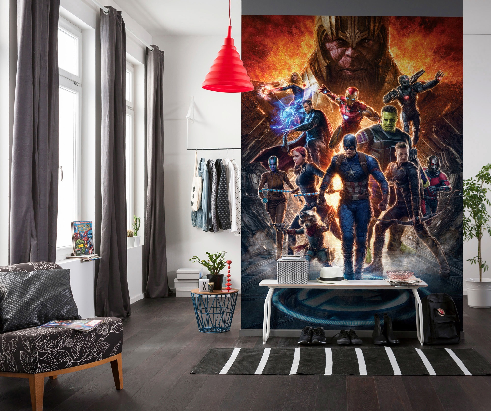 Komar Vliestapete »Digitaldruck Vlies - Avengers vs Thanos - Grösse 200 x 280 cm«, bedruckt, Kinderzimmer