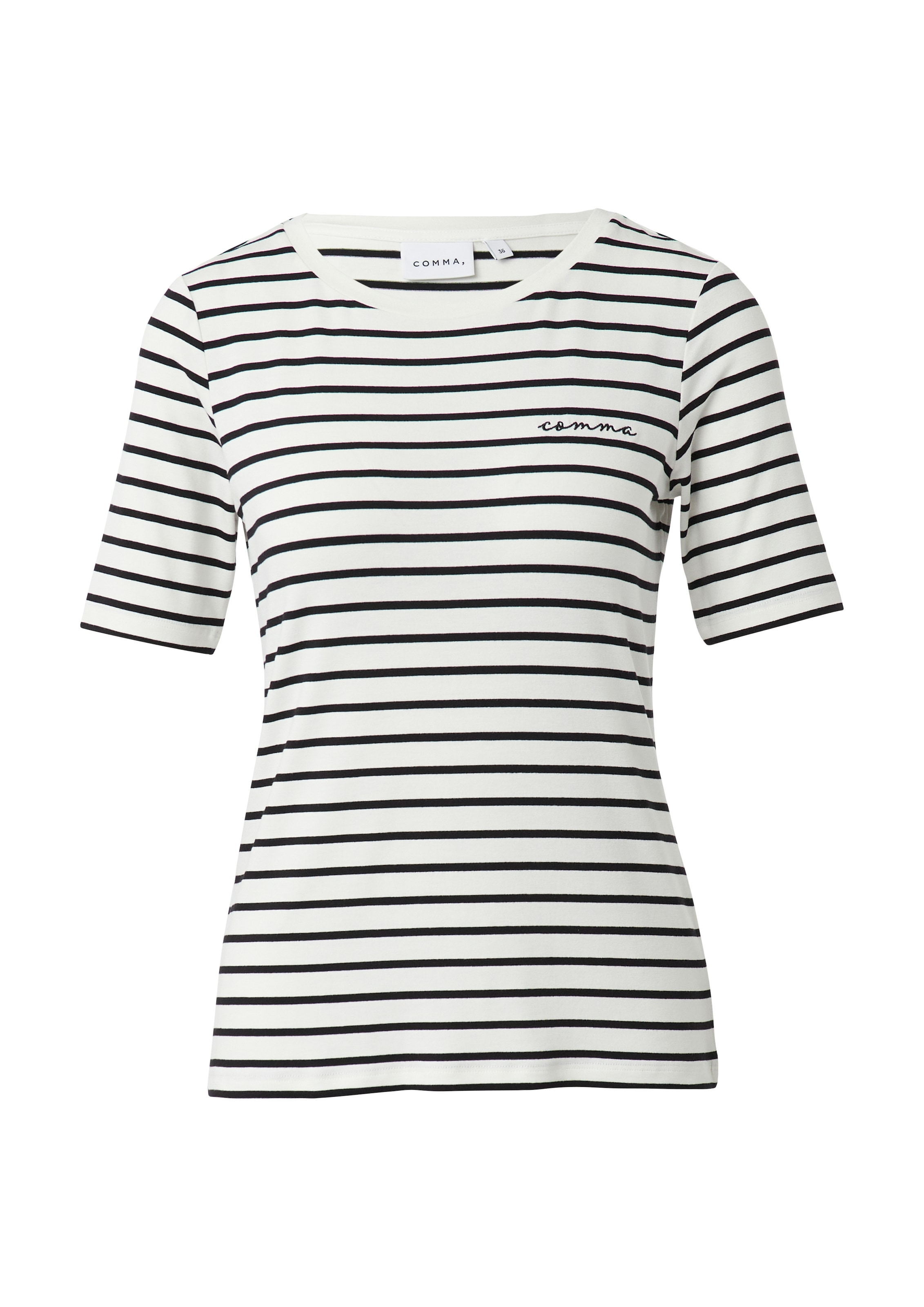 Comma T-Shirt, mit Logo Stickerei