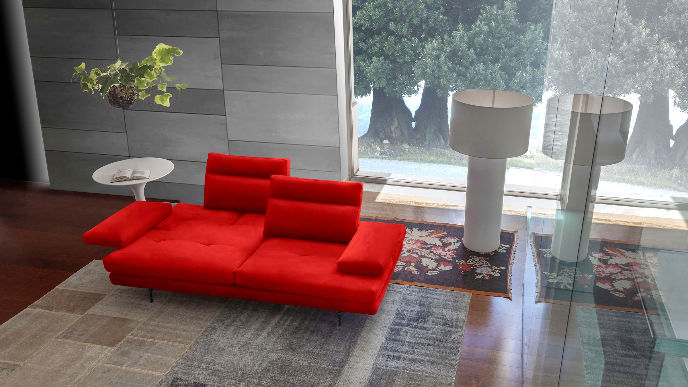 CALIA ITALIA 3,5-Sitzer »Toby Wing, italienisches Designsofa, super bequem, Megasofa«, inkl. Sitztiefenverstellung und Armteilfunktion, Füsse in Schwarz matt