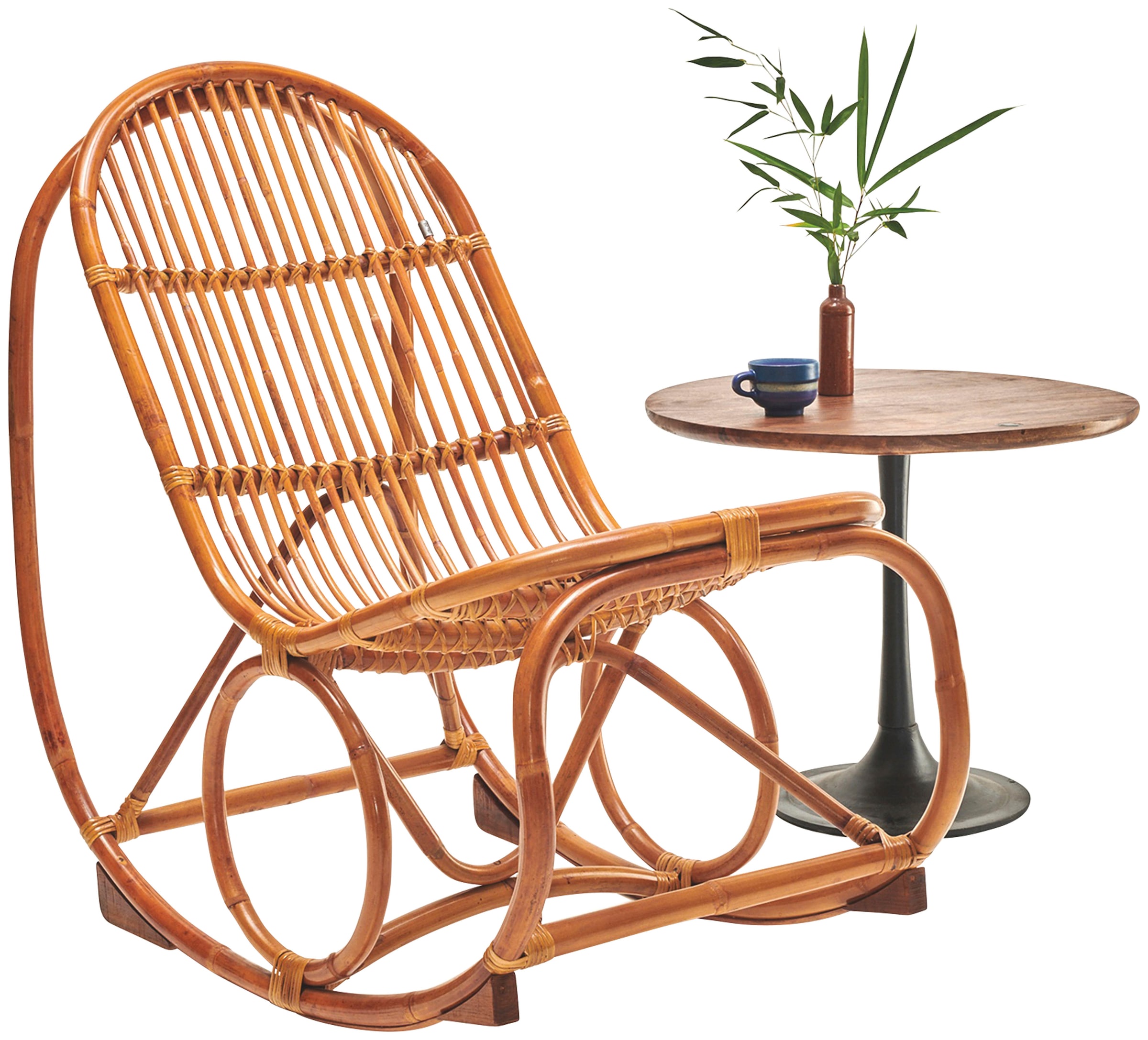 SIT Schaukelstuhl »Kampala aus naturbelassenem Rattan mit Metallmanschette« () Rattan-Schaukelstuhl mit natürlicher Optik