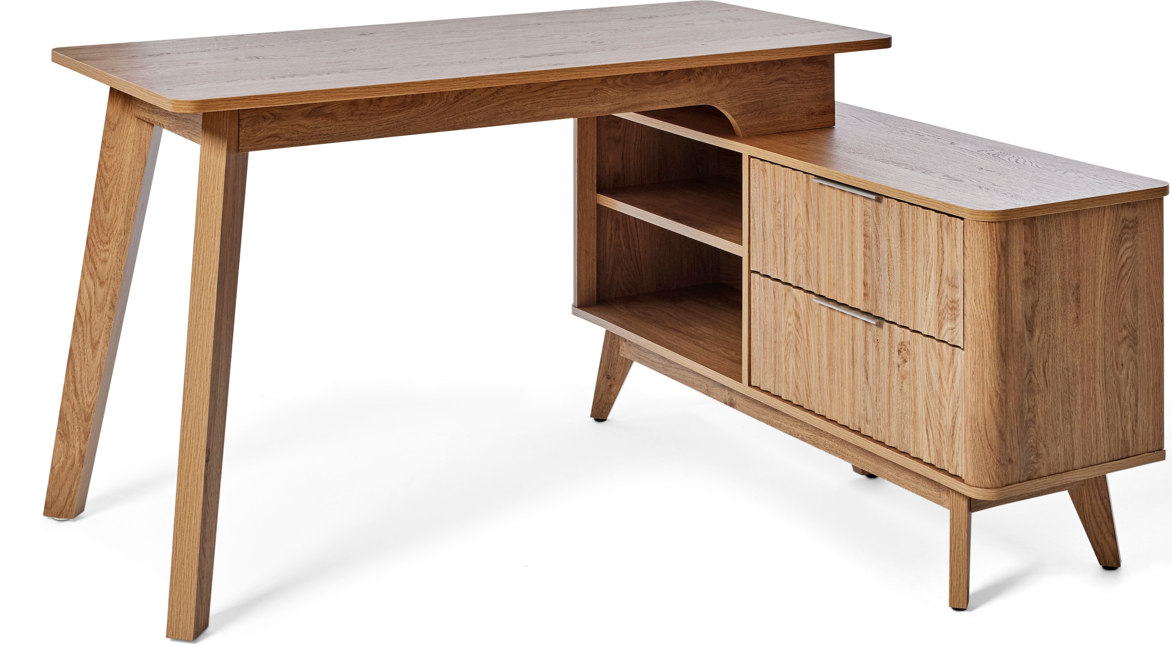 Jahnke Eckschreibtisch »WAVE C 150 E« 1 Stk. tlg. Eckschreibtisch, Fronten in Wellendesign, wechselseitig montierbar