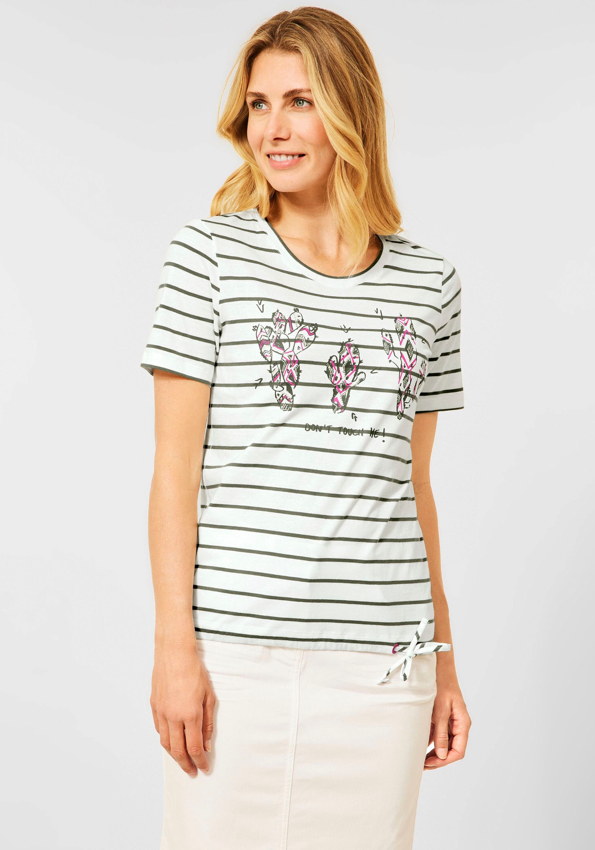 Image of Cecil Rundhalsshirt, mit schönem Fotoprint und sportiven Streifen bei Ackermann Versand Schweiz