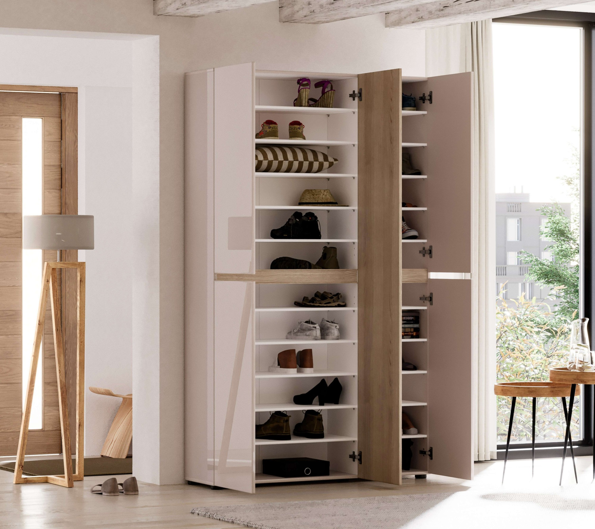 Home affaire Schuhschrank »LADY, Schuhkommode,Schuhmöbel,Schuhablage,Schuhregal« 20 Einlegeböden,24 Fächer,ca. 58 Paar Schuhe-Masse: B/T/H:120x34x200 cm